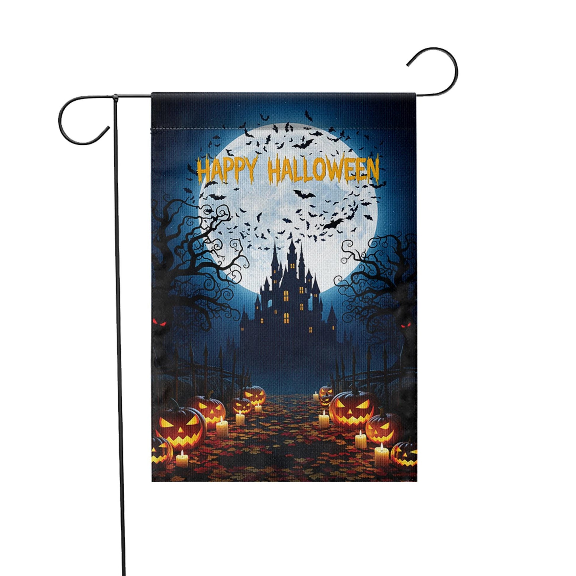 Happy Halloween Garden Flag | Haunted Castle Yard Decor | Spooky Pumpkin Outdoor Sign | Scary Fall Porch Decoration