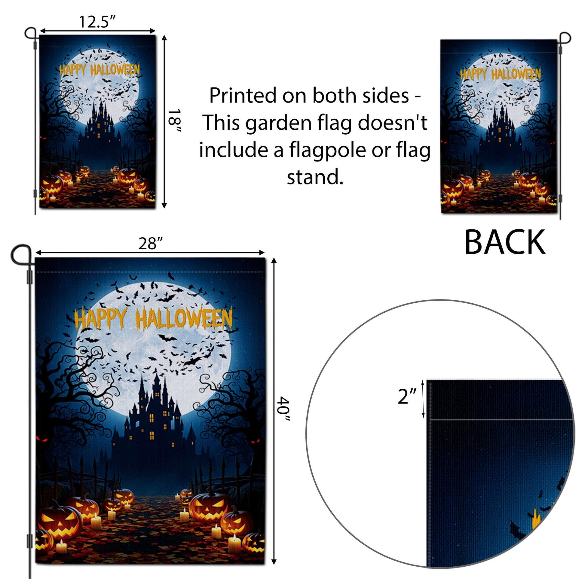 Happy Halloween Garden Flag | Haunted Castle Yard Decor | Spooky Pumpkin Outdoor Sign | Scary Fall Porch Decoration