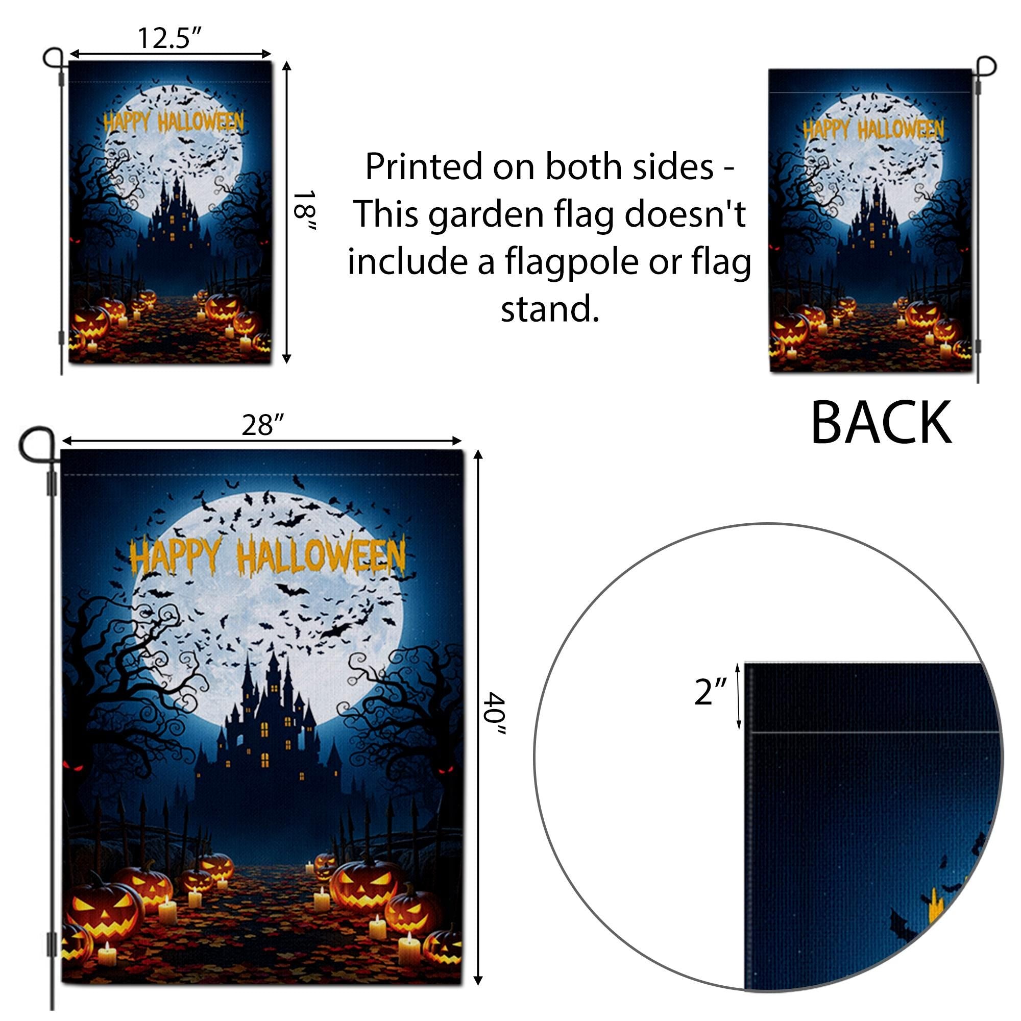 Happy Halloween Garden Flag | Haunted Castle Yard Decor | Spooky Pumpkin Outdoor Sign | Scary Fall Porch Decoration