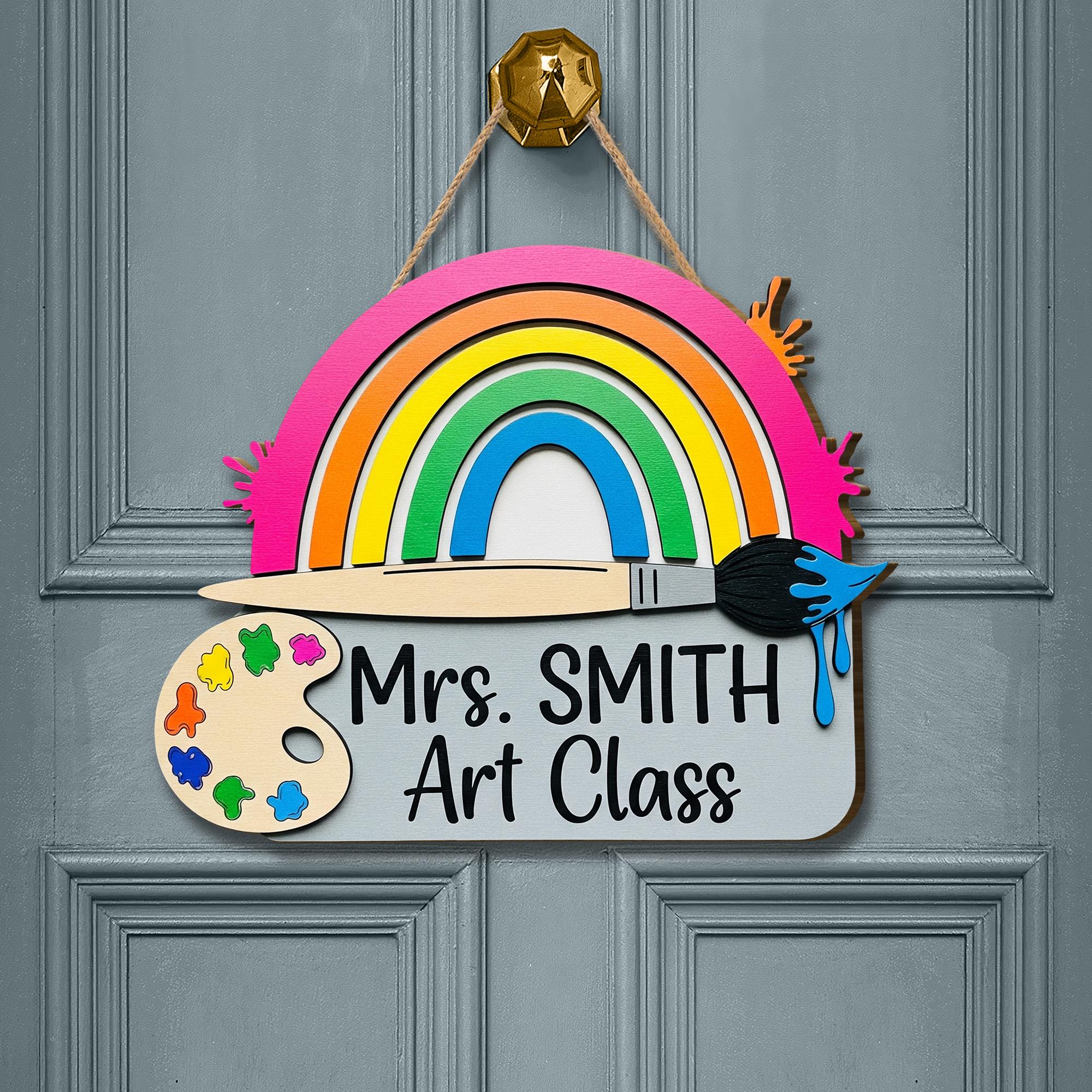 Personalized Art Teacher 3D Wooden Sign, Welcome Sign, Custom Teacher Gift, Classroom Decor, Teacher Door Sign, Art Classroom Decor