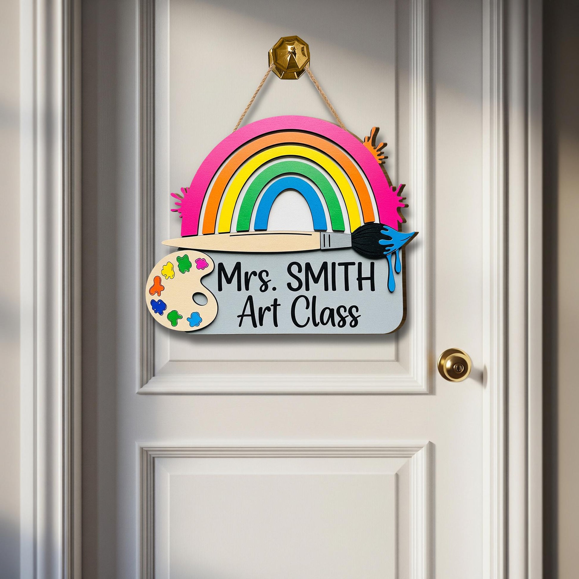 Personalized Art Teacher 3D Wooden Sign, Welcome Sign, Custom Teacher Gift, Classroom Decor, Teacher Door Sign, Art Classroom Decor