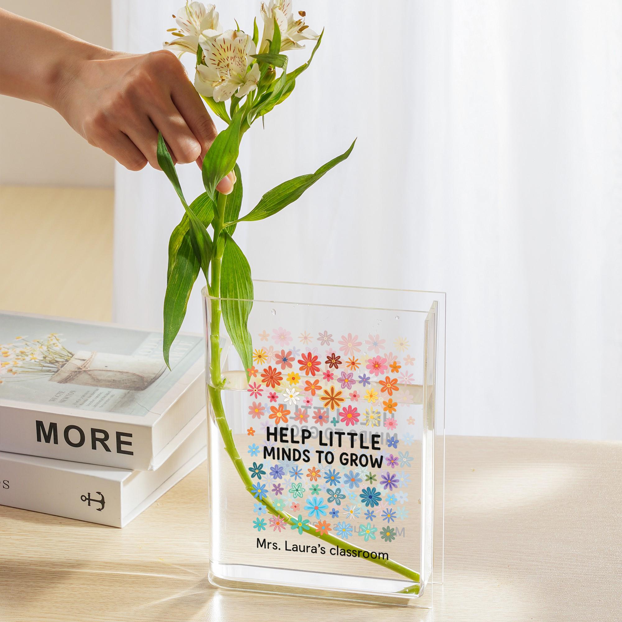 Custom Teacher Appreciation Vase, Teacher Book Vase,  Teacher Desk Decor, Classroom Vase, Personalized Floral Gift for Classroom