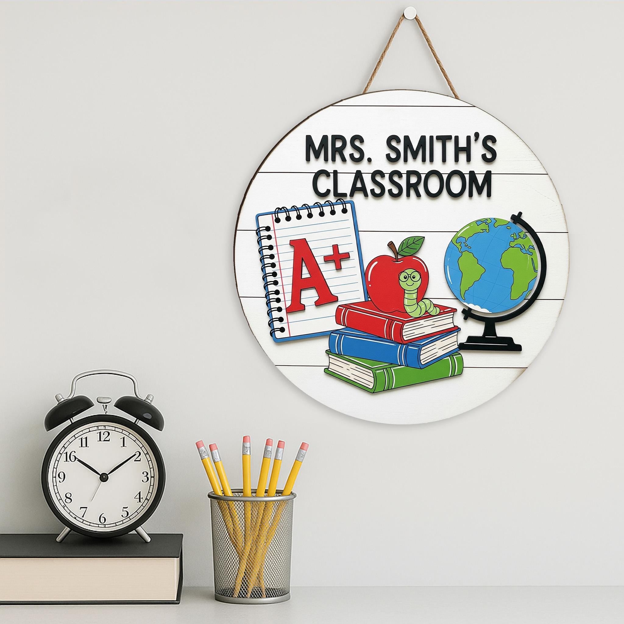 Personalized Teacher Door Sign, Custom Classroom Decor, 2 Layer Wooden Sign, Back to School Gift, Name Plaque for Teachers