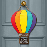 Personalized Teacher Hot Air Balloon Door Sign – Custom Classroom Grade Sign with Name and School Year for 1st Grade Teachers, Educators