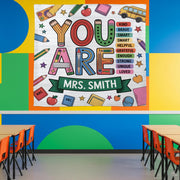Personalized Teacher Classroom Tapestry – “You Are” Motivational Wall Decor for School, Custom Name Tapestry for Teachers, Educators
