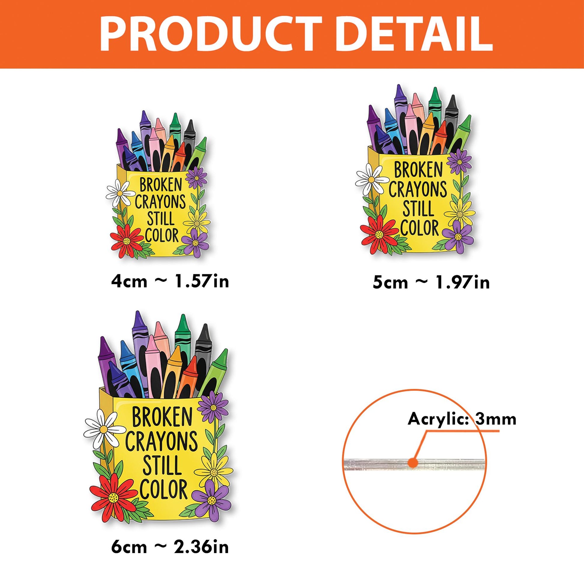 Broken Crayons Still Color Badge Reel – Inspirational Crayon & Flower ID Holder, Cute Teacher or Counselor Gift, Teacher Accessory