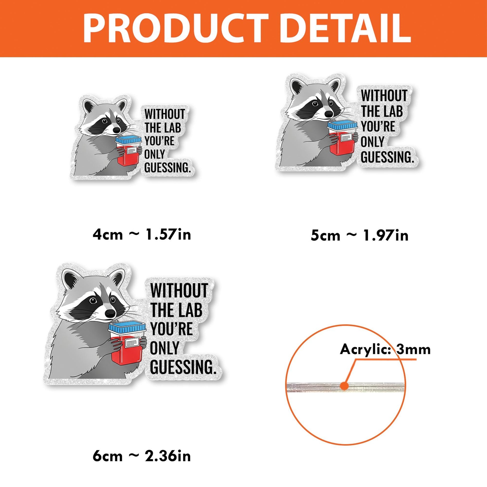 Funny Lab Badge Reel – Raccoon with Specimen Cup “Without the Lab You’re Only Guessing” ID Holder for Lab Techs & Nurses, Science Teachers