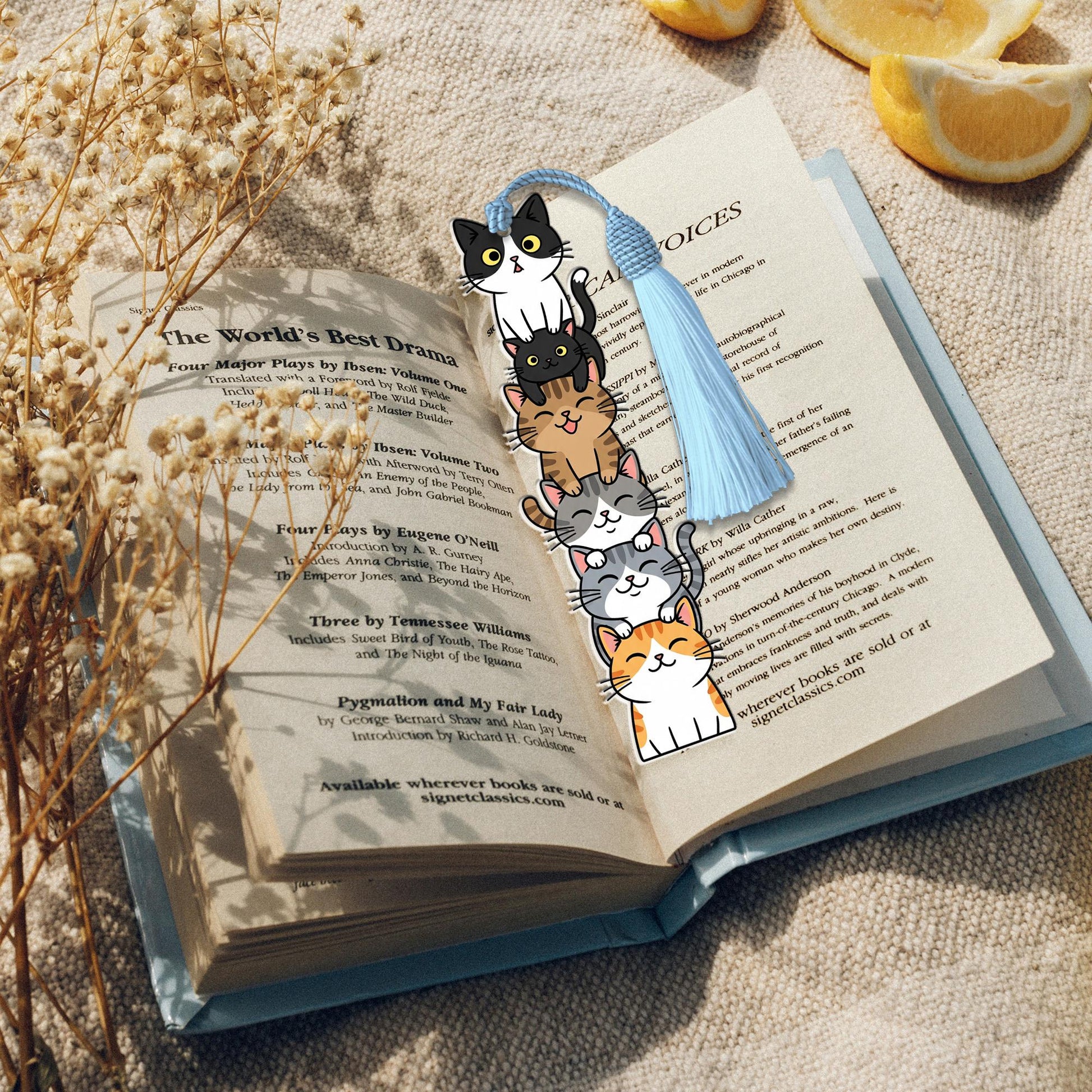 Cute Cat Bookmark with Tassel – Stack of Kittens Design – Gift for Book Lovers, Readers, Students, and Cat Owners – Fun Bookmark