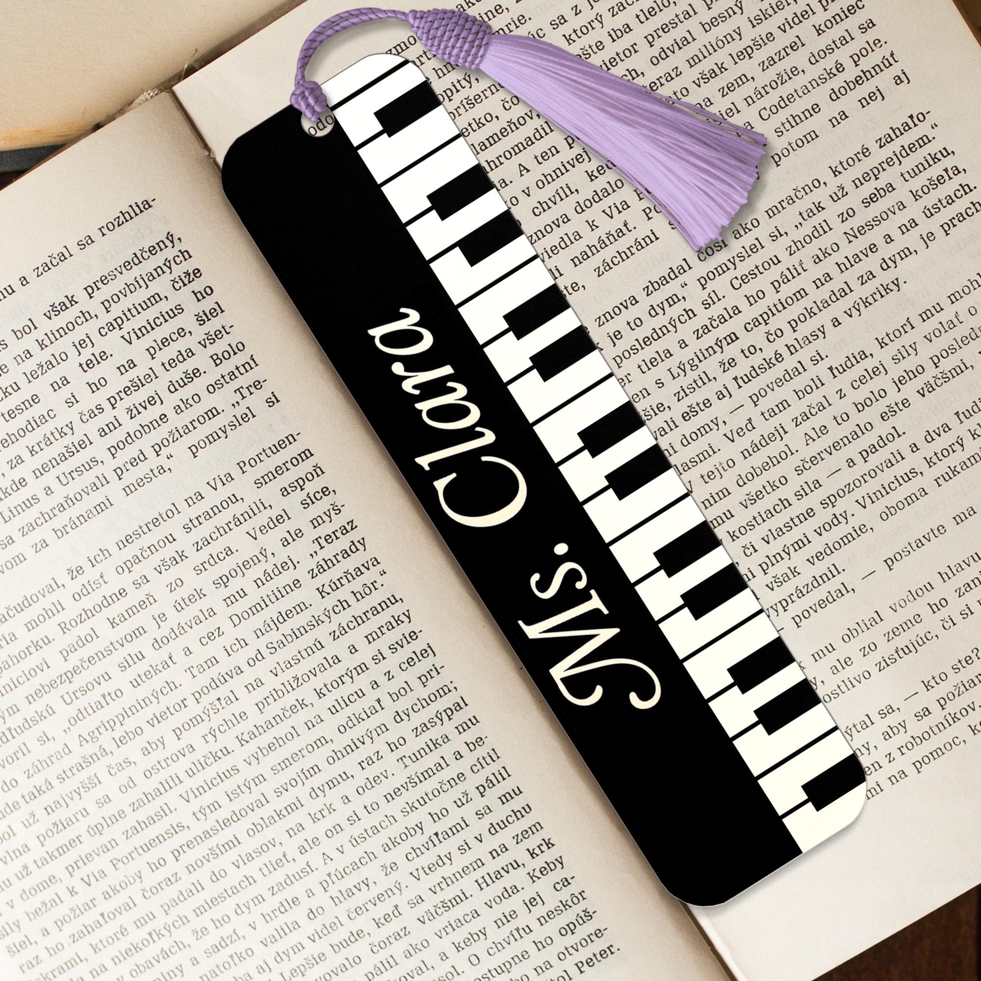 Piano Keyboard Bookmark with Tassel – Personalized Music Teacher Gift – Custom Name Bookmark for Musicians, Students, and Readers