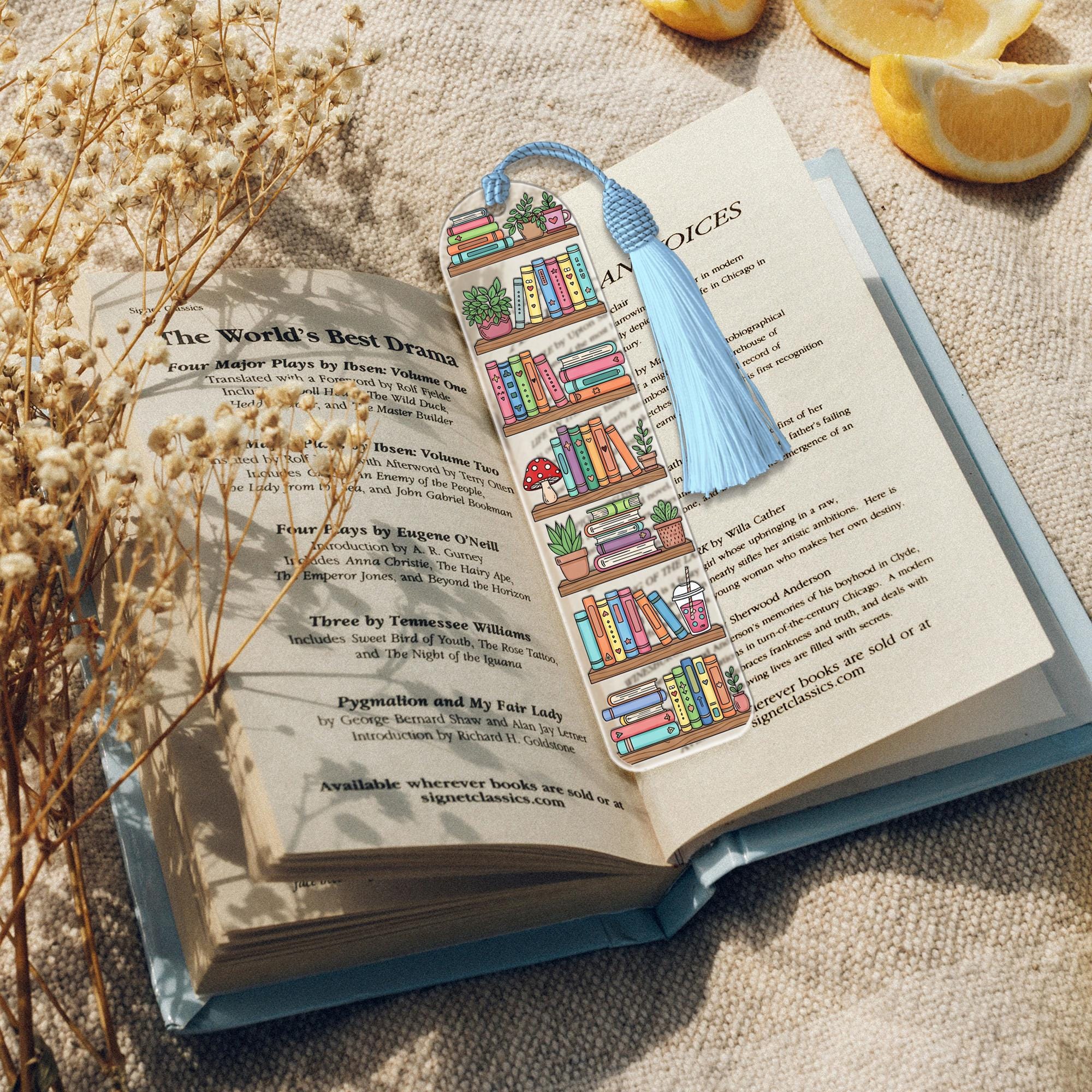 Colorful Bookshelf Bookmark with Tassel – Cute Reading Accessory for Book Lovers, Teachers, and Students – Cozy Bookstack Gift