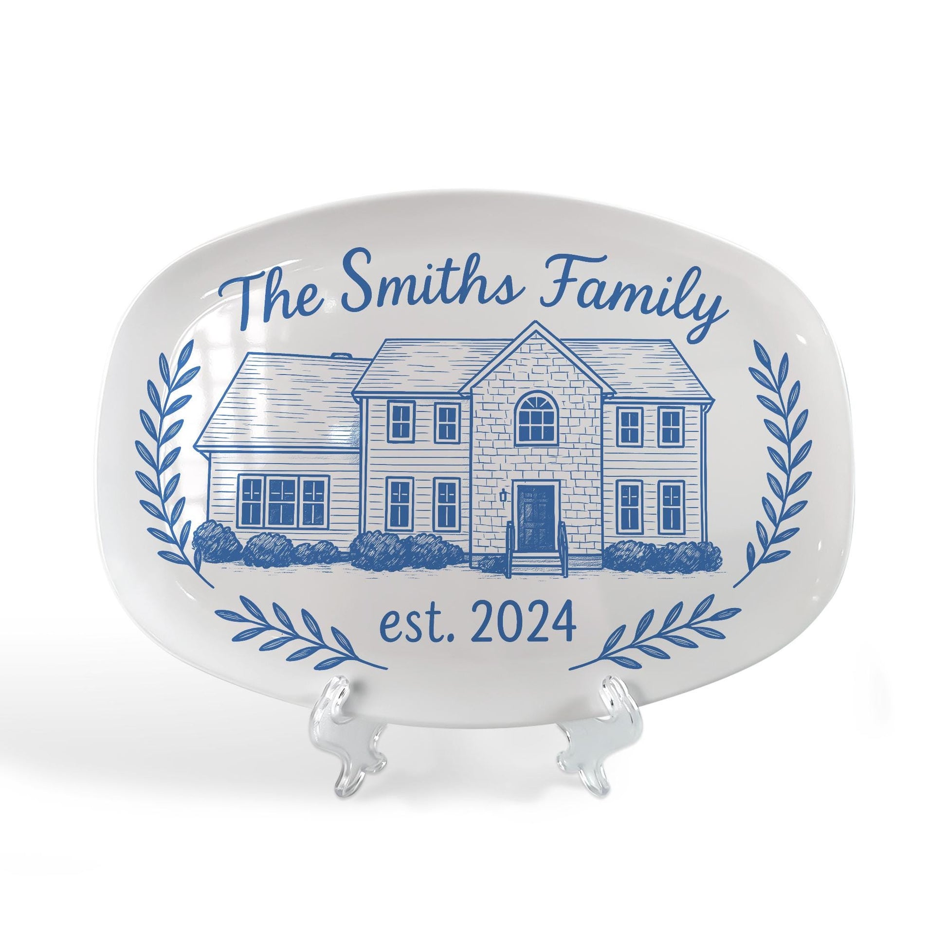 Custom House Portrait Platter | Personalized Family Home Plate | Housewarming Gift New Home Established Dish | Homeowner Keepsake DECOR only