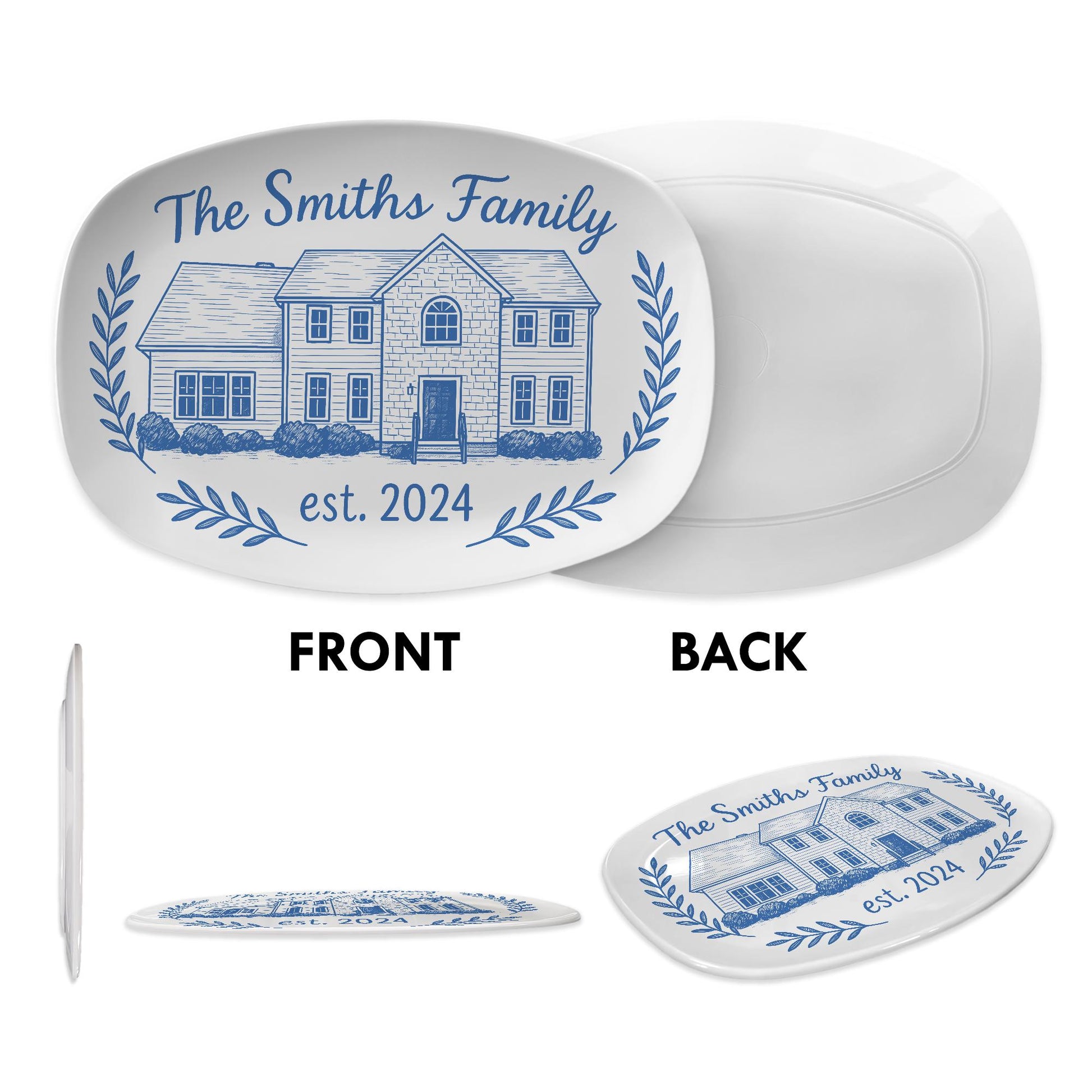 Custom House Portrait Platter | Personalized Family Home Plate | Housewarming Gift New Home Established Dish | Homeowner Keepsake DECOR only