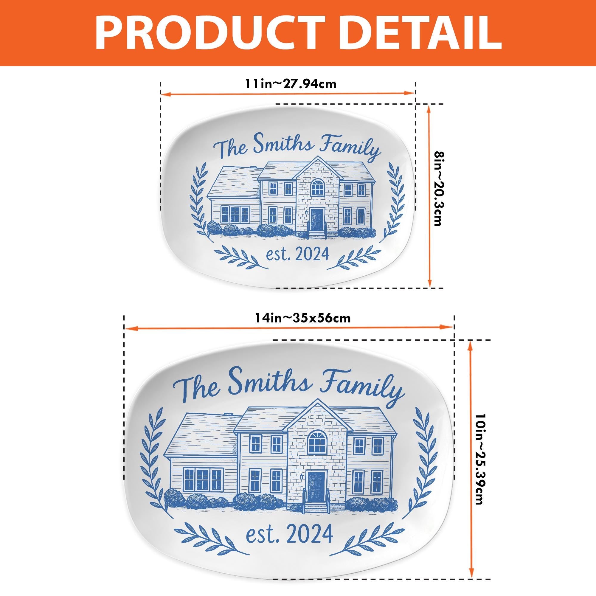 Custom House Portrait Platter | Personalized Family Home Plate | Housewarming Gift New Home Established Dish | Homeowner Keepsake DECOR only