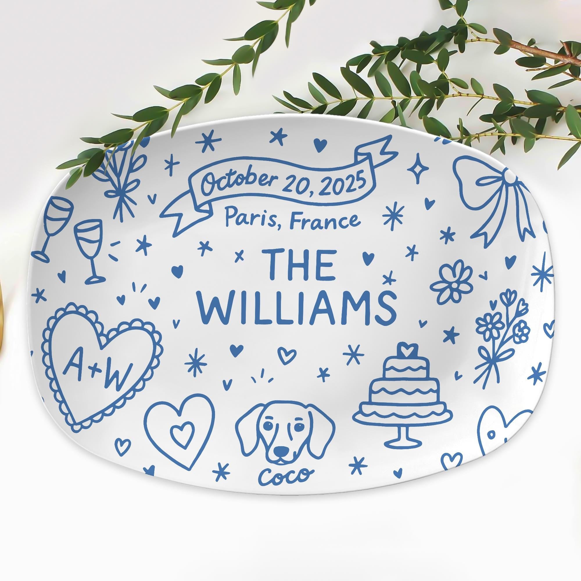 Custom Wedding Platter – Personalized Bridal Gift with Names, Date & Location–Unique Keepsake for Bride and Groom, Bridal shower, DECOR ONLY