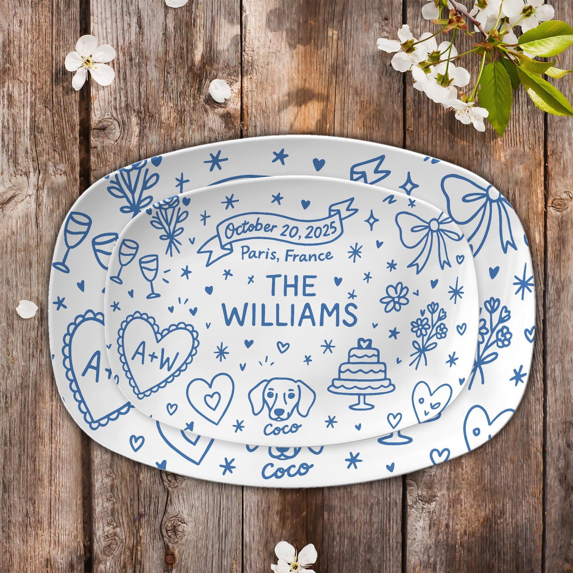 Custom Wedding Platter – Personalized Bridal Gift with Names, Date & Location–Unique Keepsake for Bride and Groom, Bridal shower, DECOR ONLY