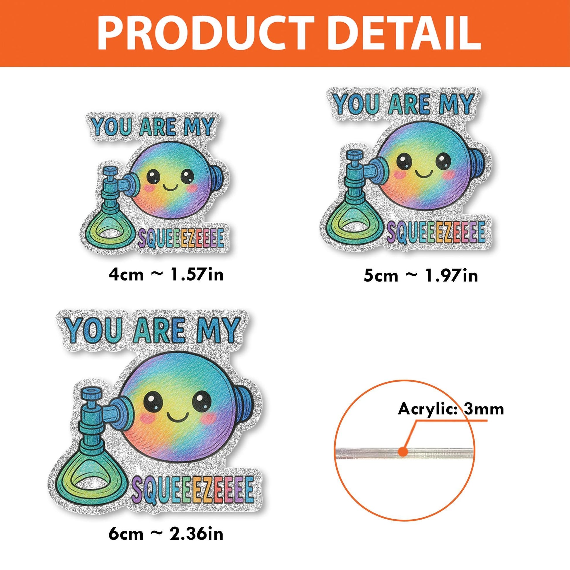 Cute BVM Badge Reel, Funny Respiratory Badge Holder, You Are My Squeeze, RT Gift, Rainbow Medical Badge Reel, Glitter ID Clip