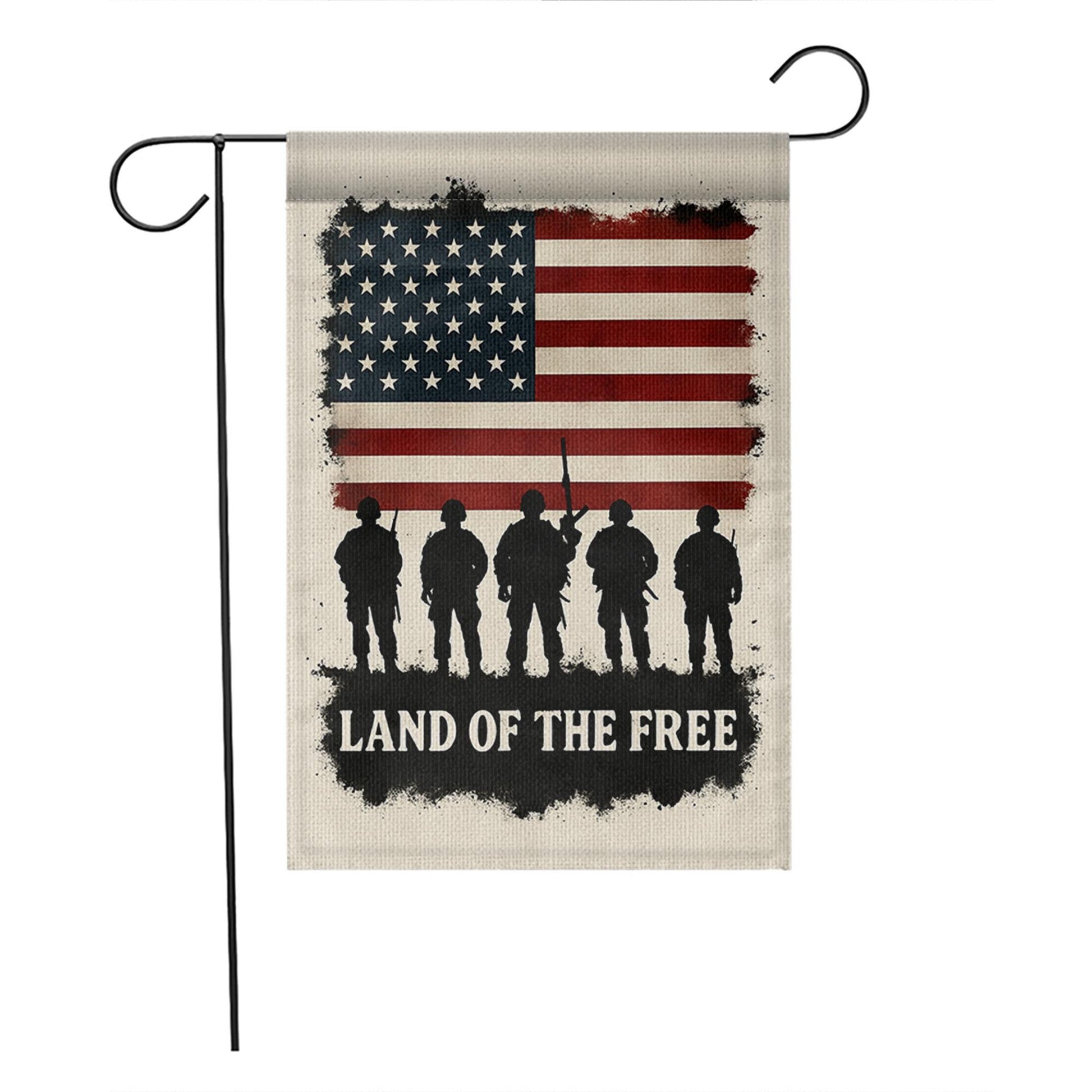 Patriotic Garden Flag – Land of the Free Military Yard Decor – American Soldier Outdoor Flag for Memorial Day, 4th of July, Veterans