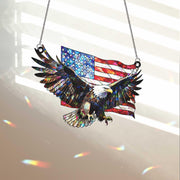 Patriotic Bald Eagle Window Hanging – American Flag Suncatcher, 4th of July Decor, Freedom Eagle Wall Window Art Gift