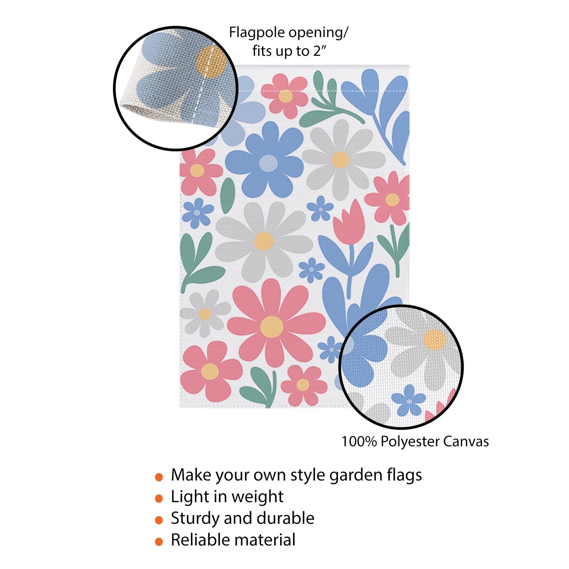 Pastel Floral Garden Flag – Cute Spring Yard Decor with Colorful Flowers, Outdoor Flag for Garden, Porch or Patio Decoration