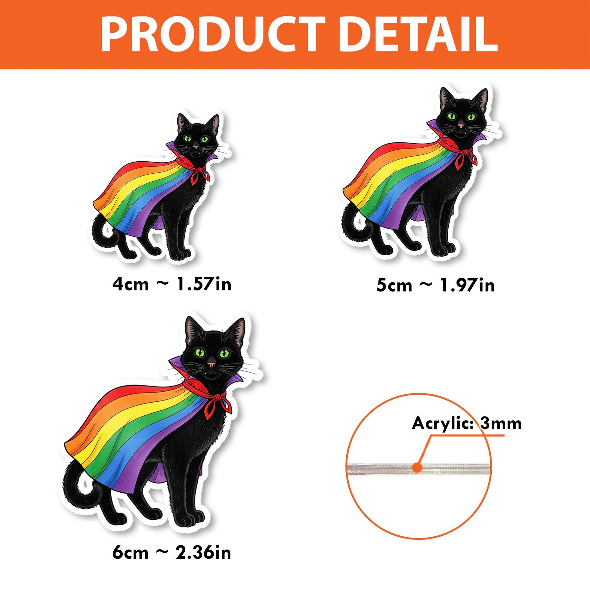 Rainbow Pride Cat Badge Reel, Black Kitty Superhero Cape ID Holder, Retractable Lanyard for Nurse, Teacher, LGBTQ Ally, Fun Work Accessory