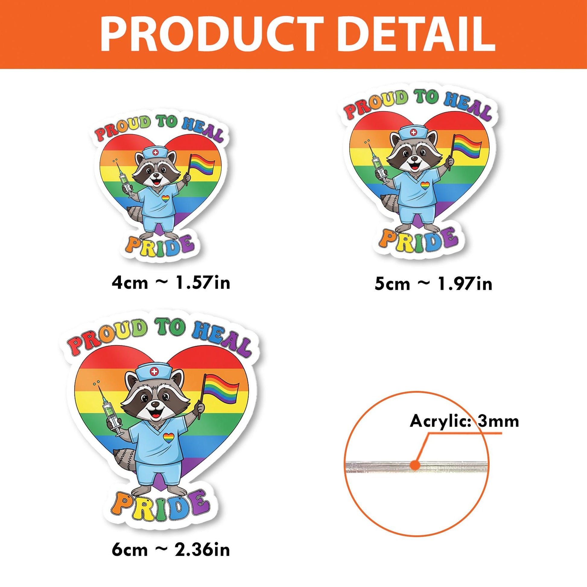 Proud To Heal Raccoon Nurse LGBTQ Pride Badge Reel, Cute Retractable ID Holder, Rainbow Medical Gift, Healthcare Worker Ally Accessory