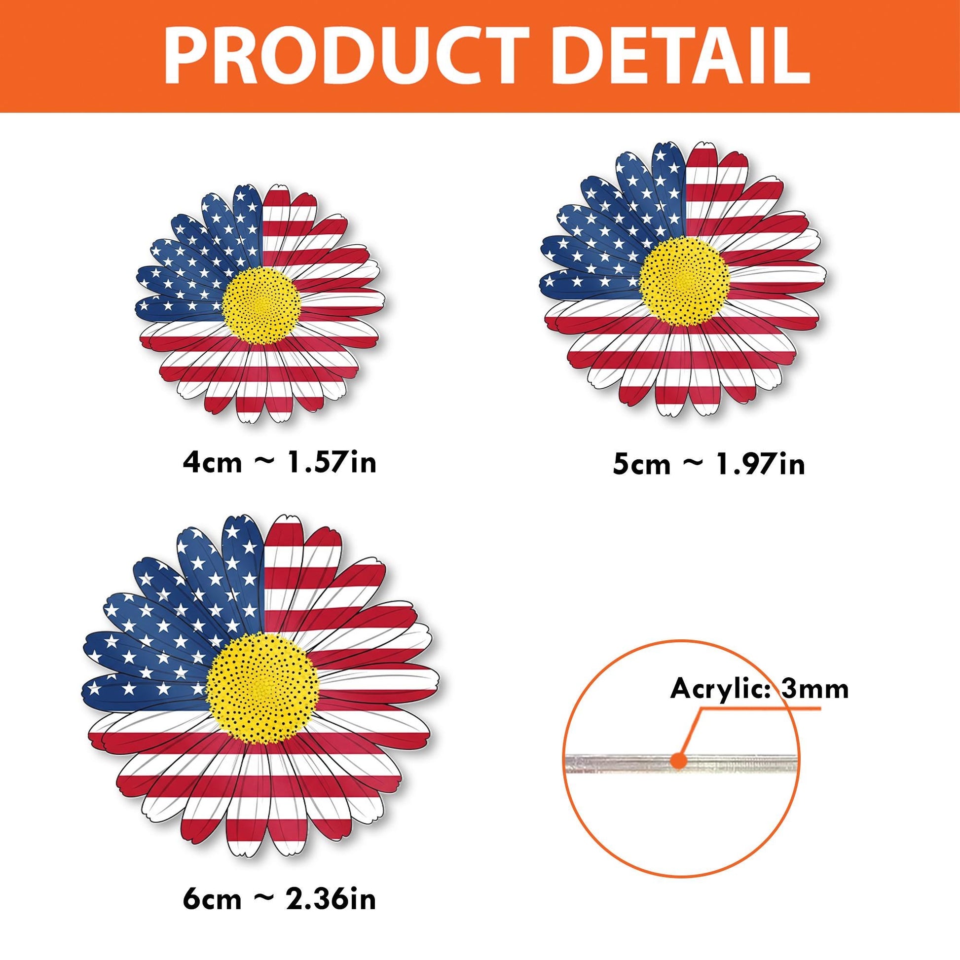 Patriotic Daisy Badge Reel – American Flag Flower ID Holder – 4th of July Clip – Cute Nurse or Teacher Accessory, Flower Badge Reel