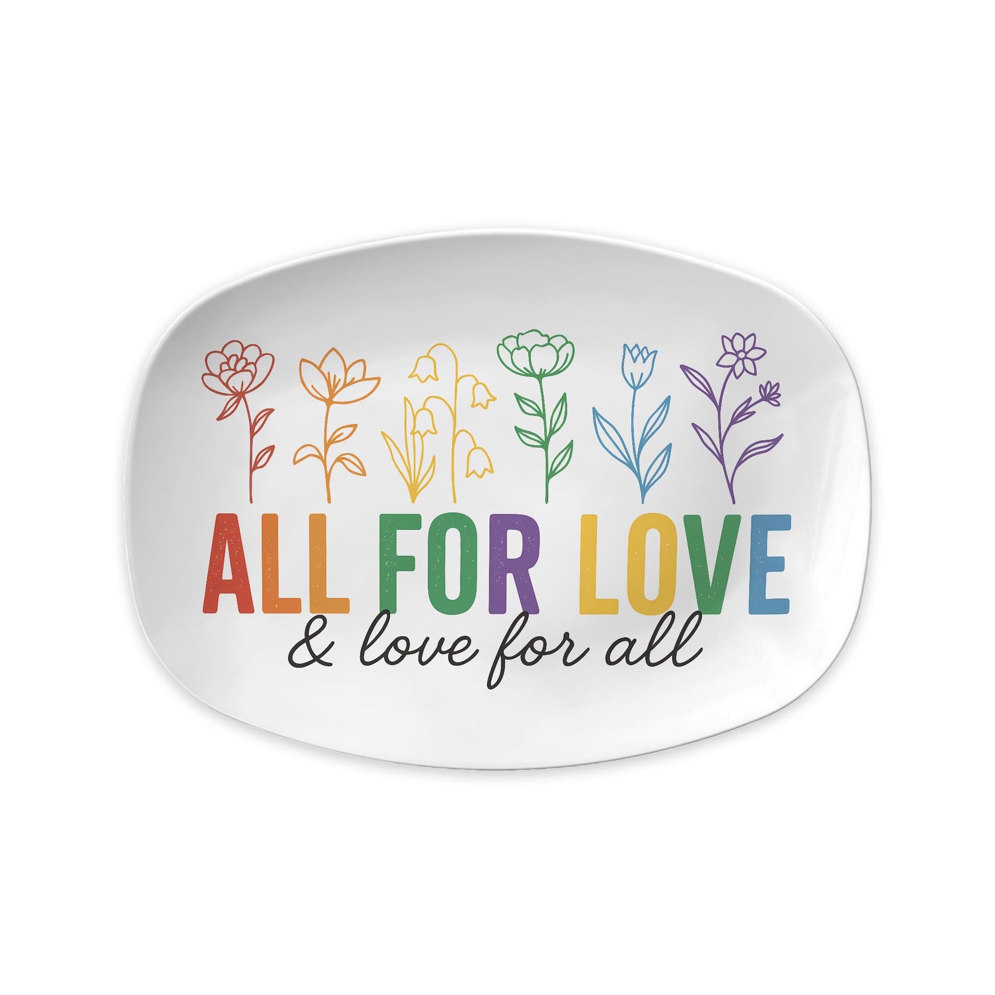 All for Love and Love for All Platter – LGBT Pride Rainbow Serving Tray – Inclusive Wedding or Celebration Dish for Equality & Love