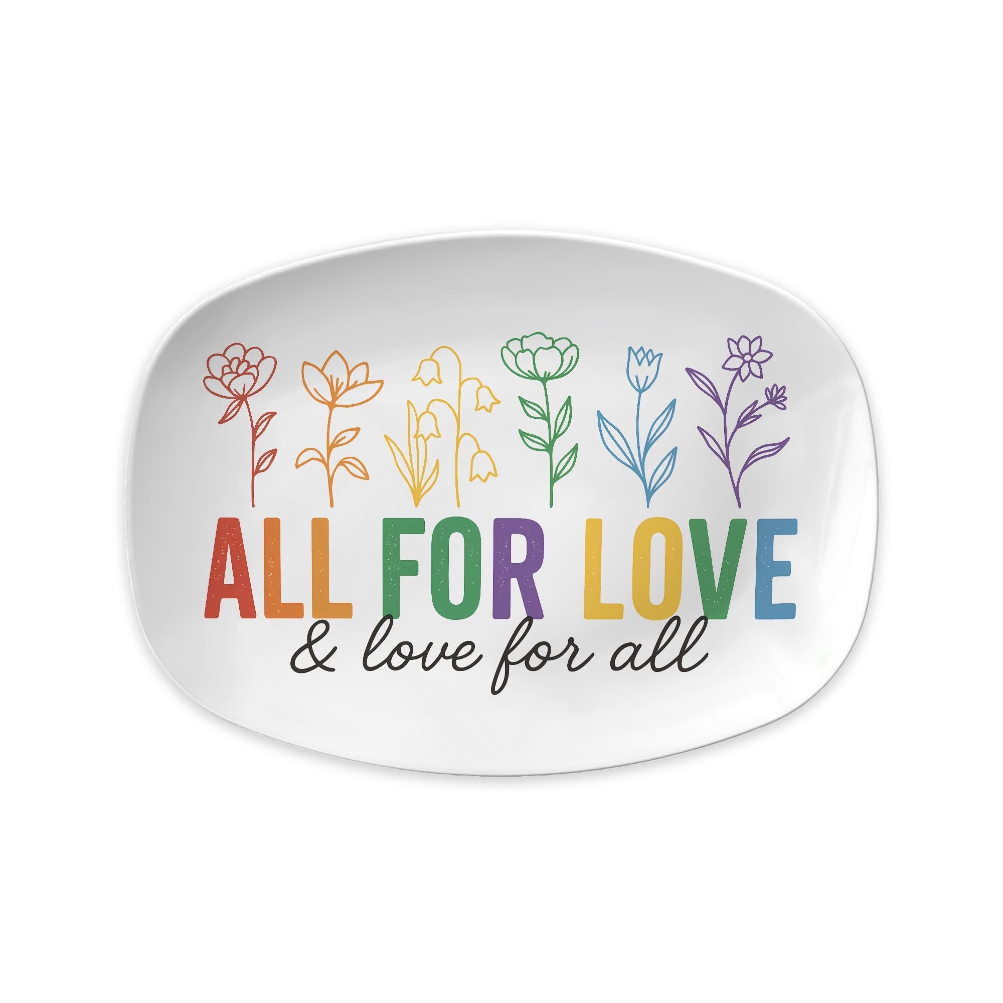 All for Love and Love for All Platter – LGBT Pride Rainbow Serving Tray – Inclusive Wedding or Celebration Dish for Equality & Love