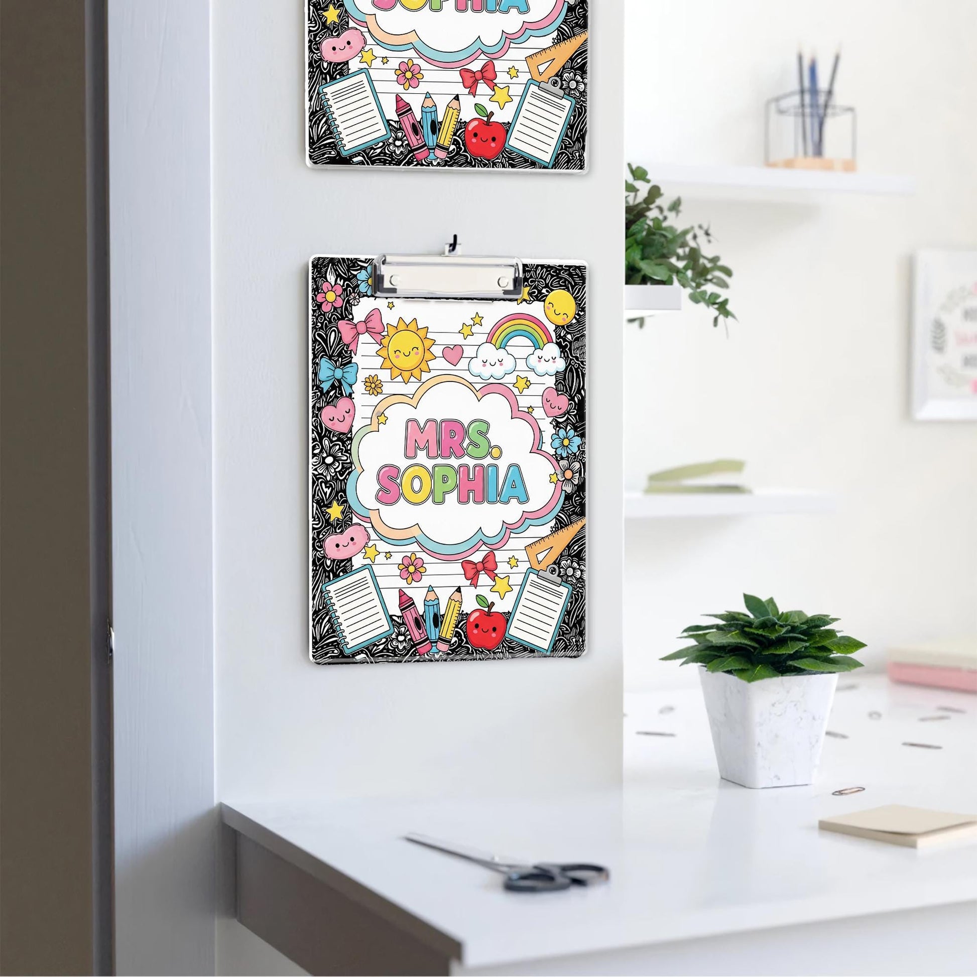 Personalized Teacher Clipboard, Cute Rainbow Name Clipboard, Custom Back to School Gift, Classroom Supplies for Teachers