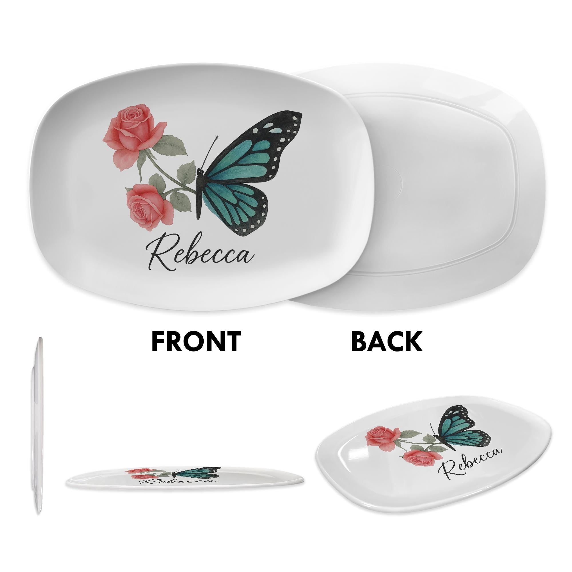 Personalized Butterfly with Rose – Custom Name Floral Gift – Memorial or Romantic Keepsake for Her, Garden Decor, Anniversary or Birthday