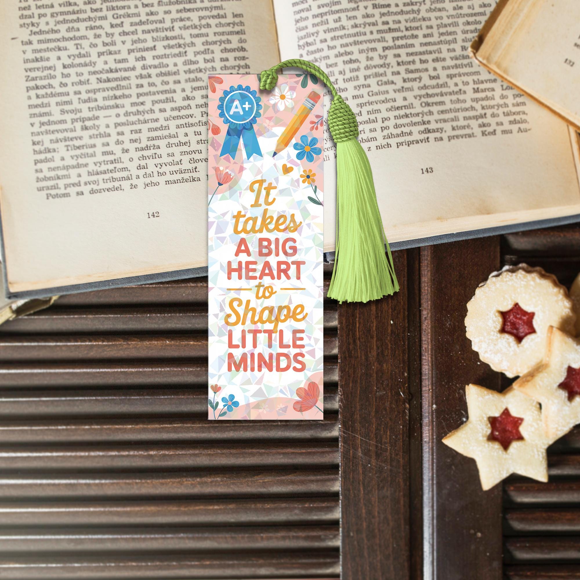 It Takes a Big Heart to Shape Little Minds Hologram Bookmark – Teacher Gift, Appreciation Gift, Back To School Present, Thank You Bookmark