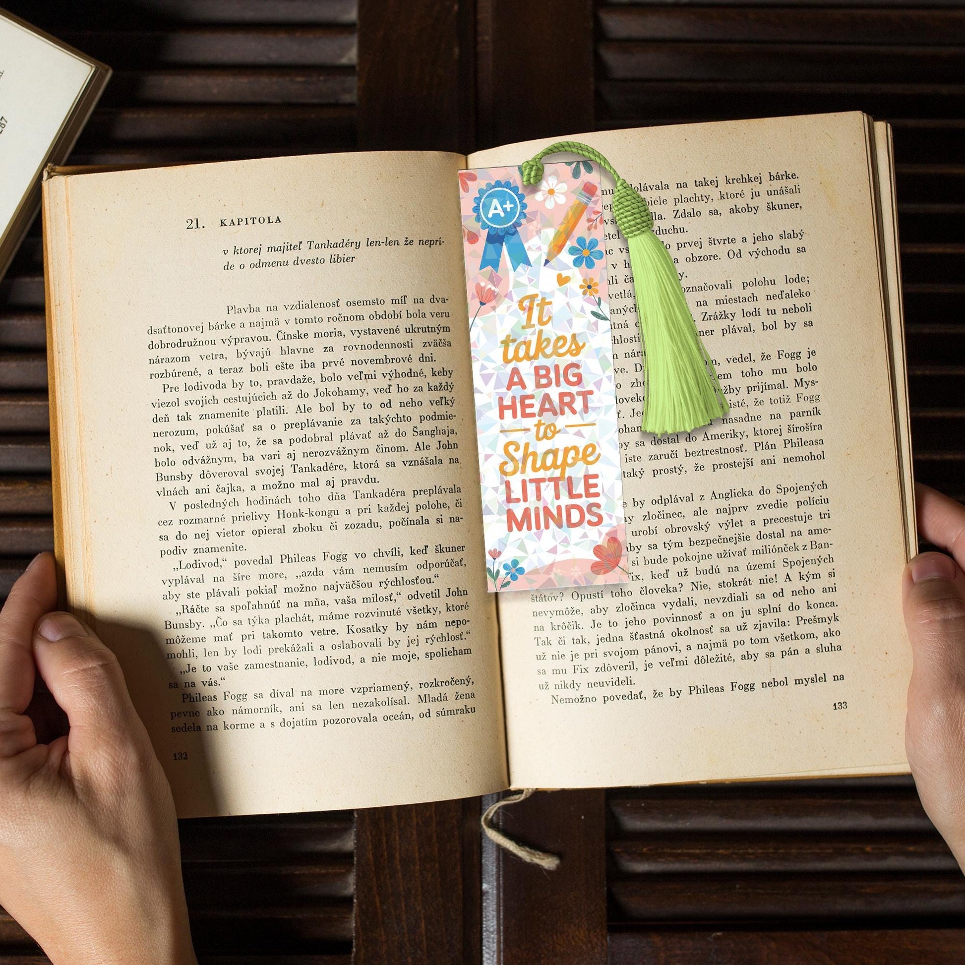 It Takes a Big Heart to Shape Little Minds Hologram Bookmark – Teacher Gift, Appreciation Gift, Back To School Present, Thank You Bookmark