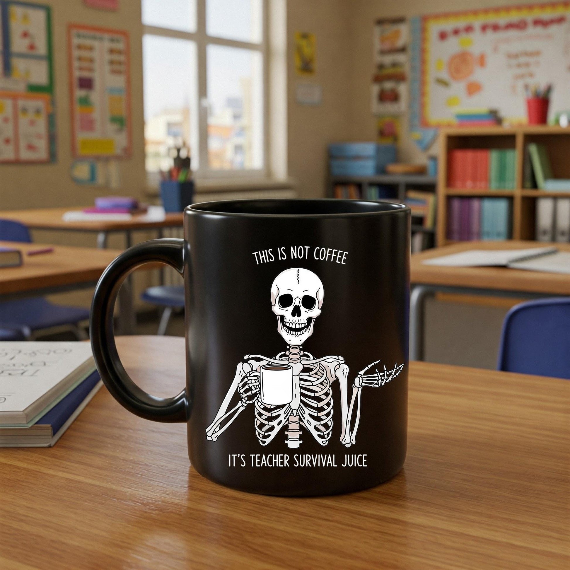 Funny Skeleton Teacher Mug, Teacher Survival Juice Mug, Funny Skeleton Mug, Teacher Gift Idea, Funny Back To School, First Day Of School Mug