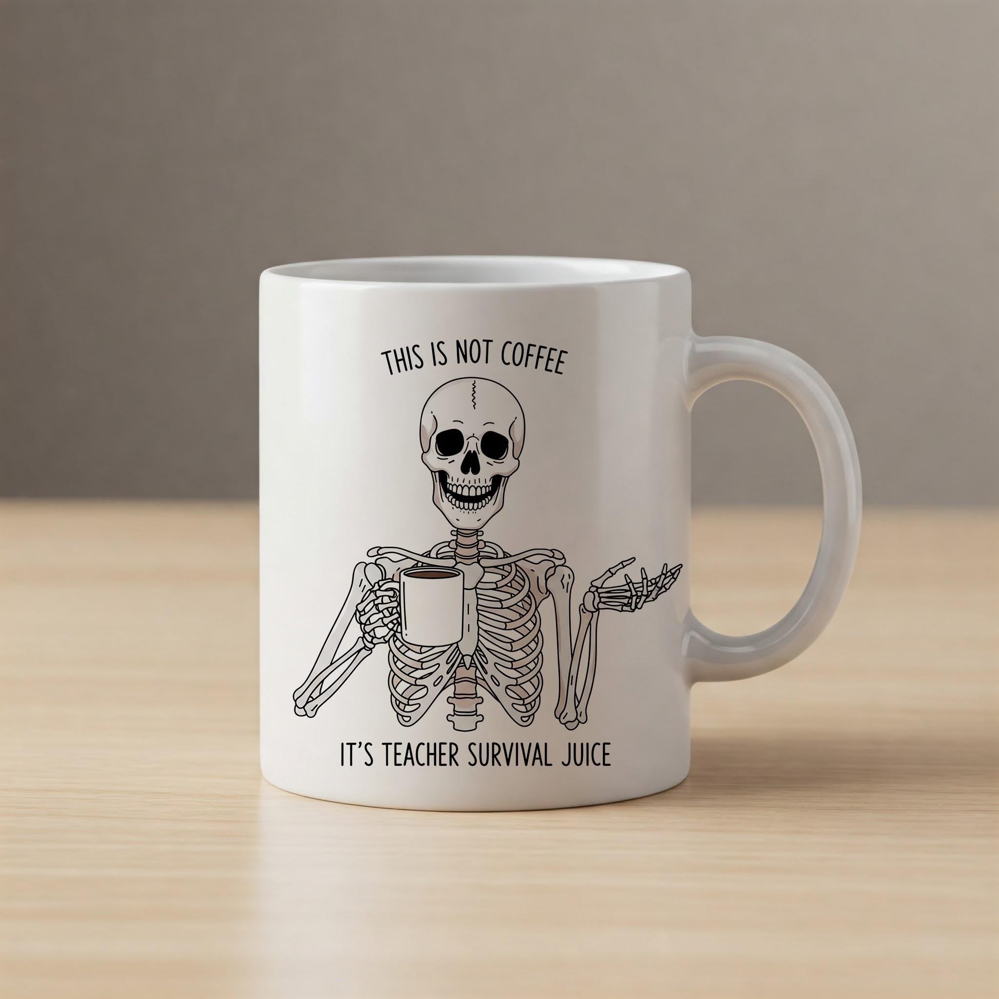 Funny Skeleton Teacher Mug, Teacher Survival Juice Mug, Funny Skeleton Mug, Teacher Gift Idea, Funny Back To School, First Day Of School Mug