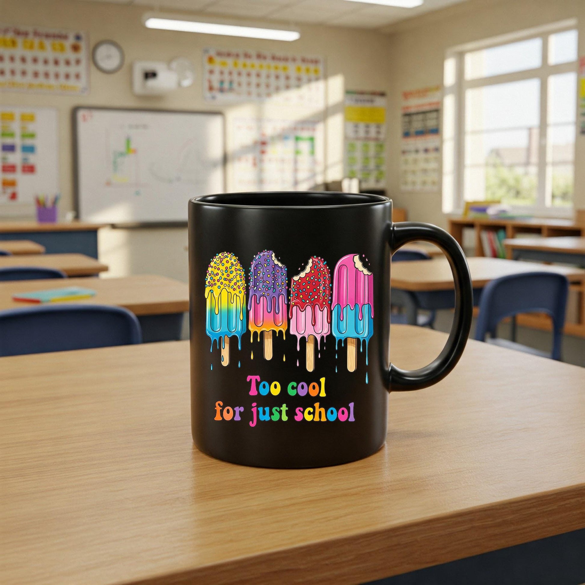 Teacher Popsicles Mug, Too Cool For Just School Mug, Funny Dripping Popsicle Teacher mug, Back To School Gift, Teacher Mug