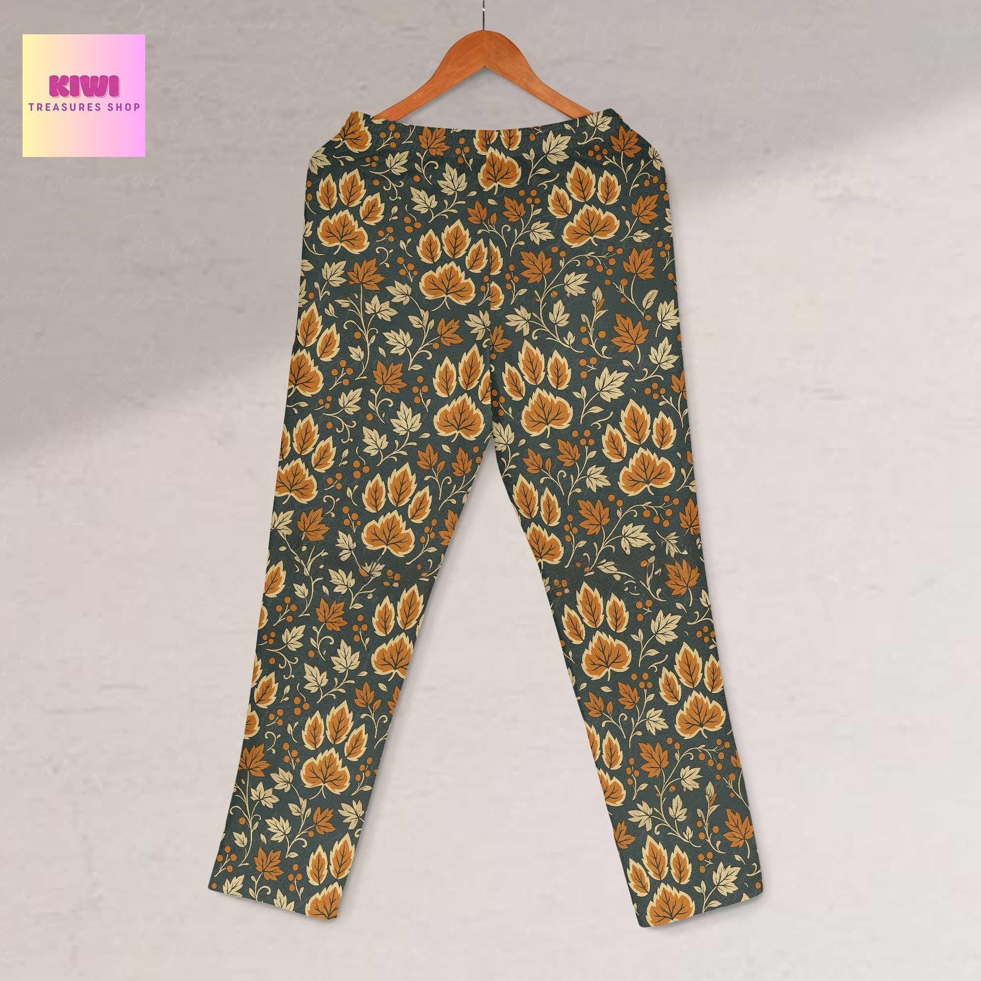 Autumn Paw Print Pajama Pants, Cozy Fall Lounge Pants for Dog & Cat Moms, Leaf Pattern Pet Lover Gift, Cute autumn Sleepwear