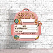 Personalized First Day of School Sign, Reusable Milestone Sign, Backpack Dry Erase Board for Kids, Back to School Photo Prop Keepsake Gift