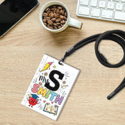 Personalized Teacher Lanyard ID Badge – Cute Doodle School Theme with Name & Initial, Custom Back to School Gift for Educators, Teacher Gift