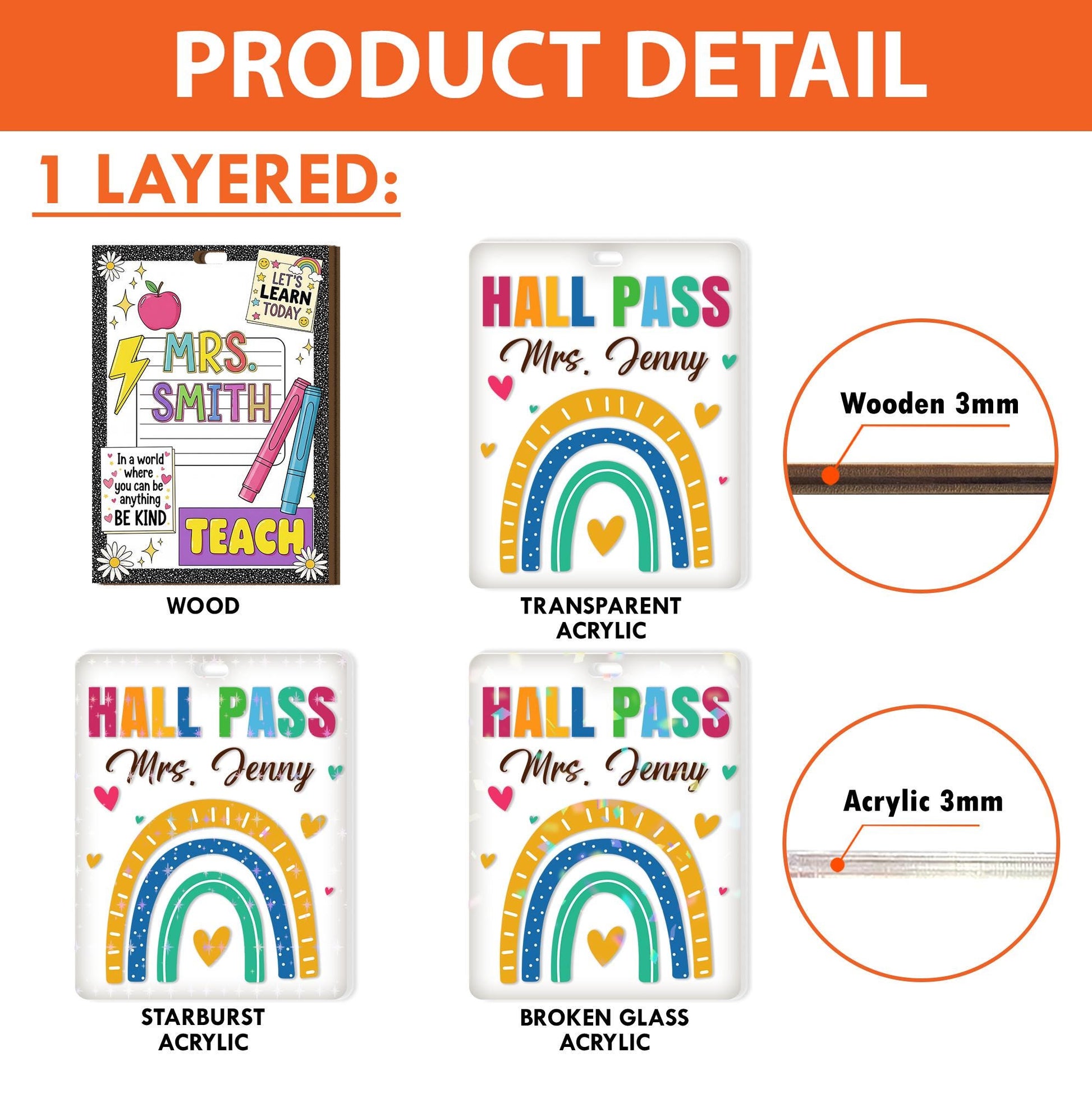Custom Teacher ID Lanyard Badge – Cute Back to School Lanyard Card with Name, Glitter Border, and Positive Quote – Teacher Gift