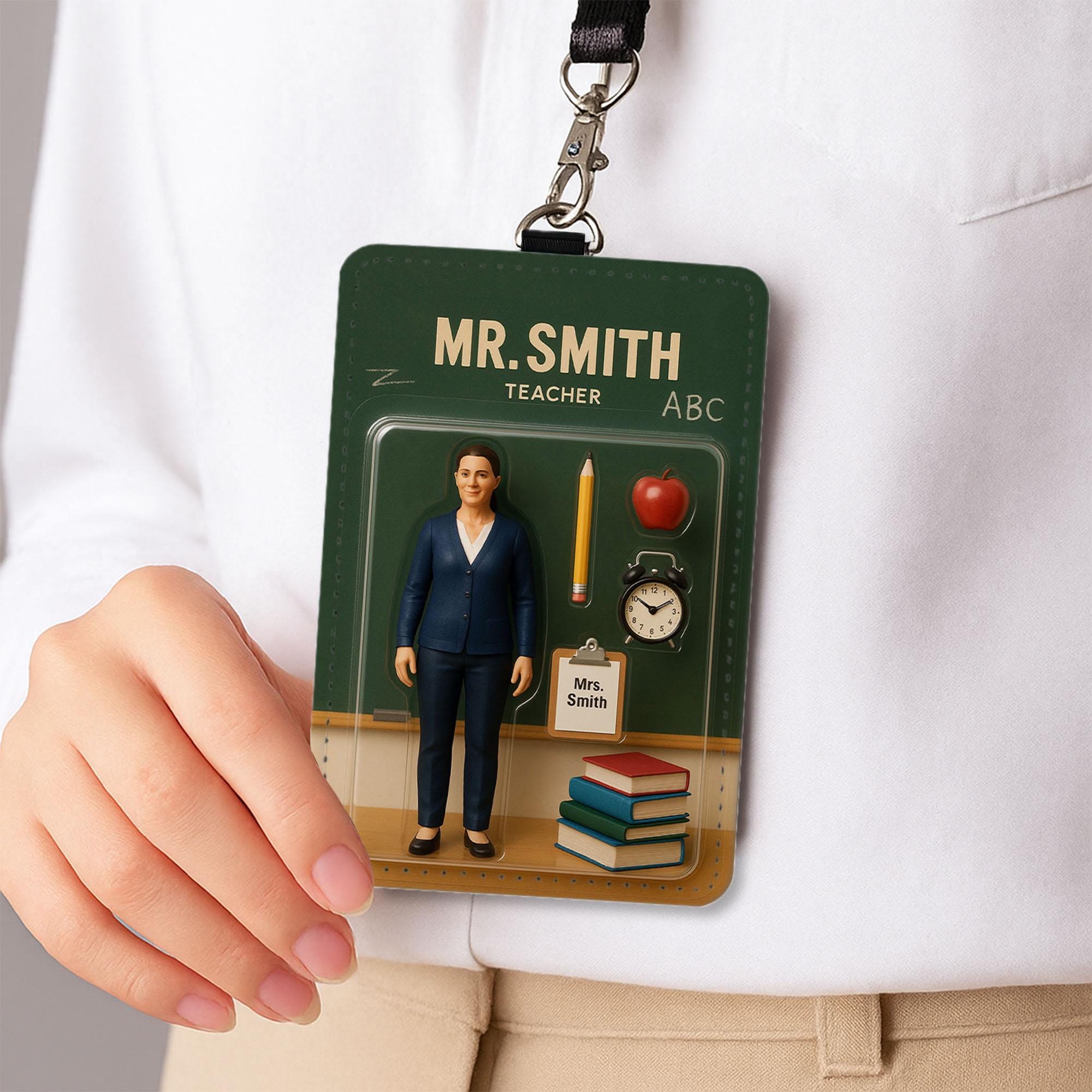 Personalized Teacher Badge Holder, Cute Floral Teacher ID Lanyard, Custom Name Tag, Back to School Gift, Teacher Accessories