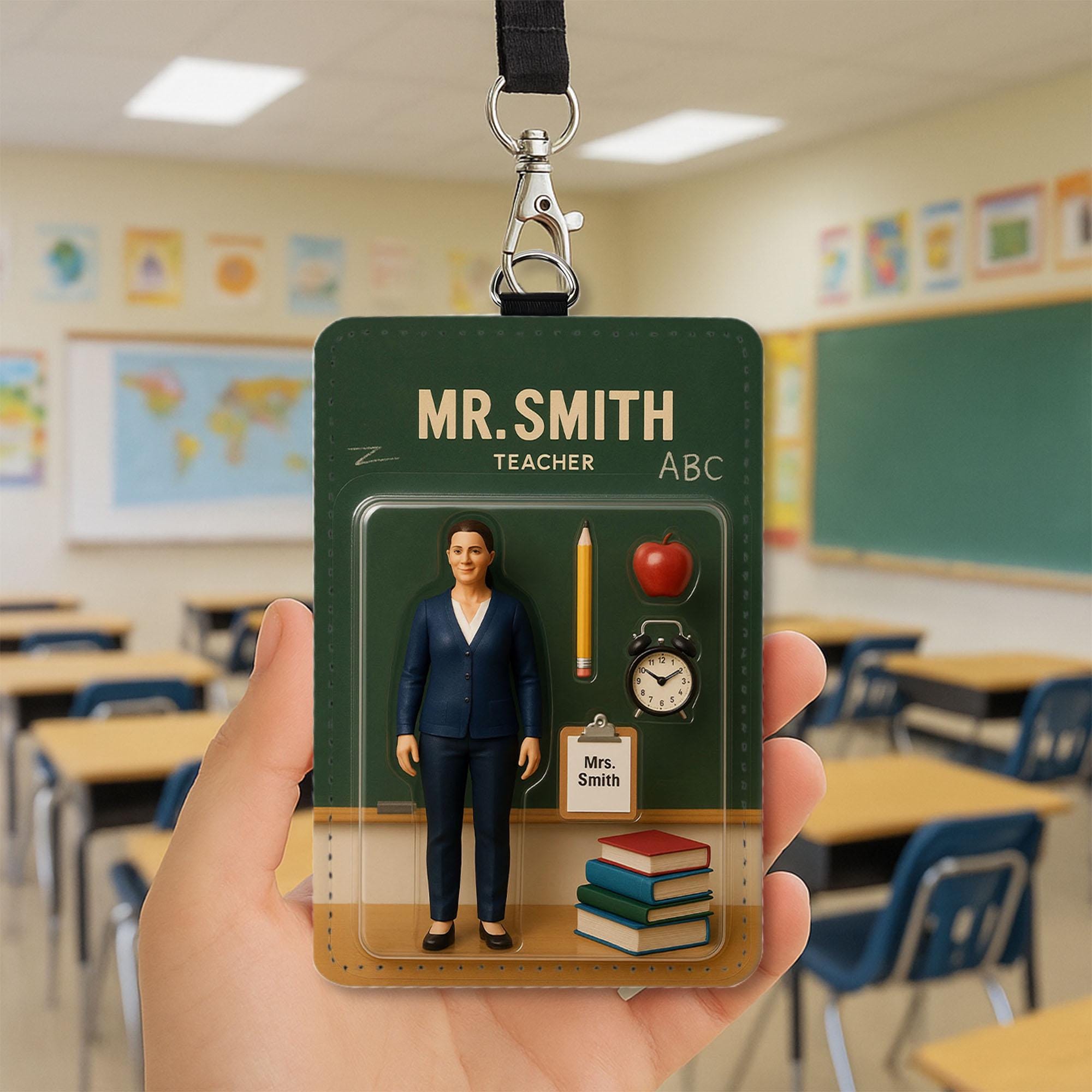 Personalized Teacher Badge Holder, Cute Floral Teacher ID Lanyard, Custom Name Tag, Back to School Gift, Teacher Accessories
