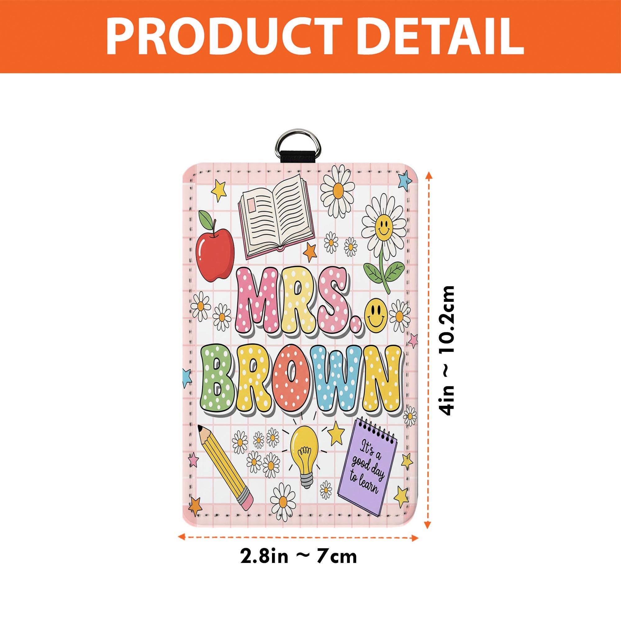 Personalized Teacher Badge Holder, Custom Name Retro ID Holder, Cute Apple Badge Clip, Retractable Name Tag, Gift for Educator, Nurse, Staff