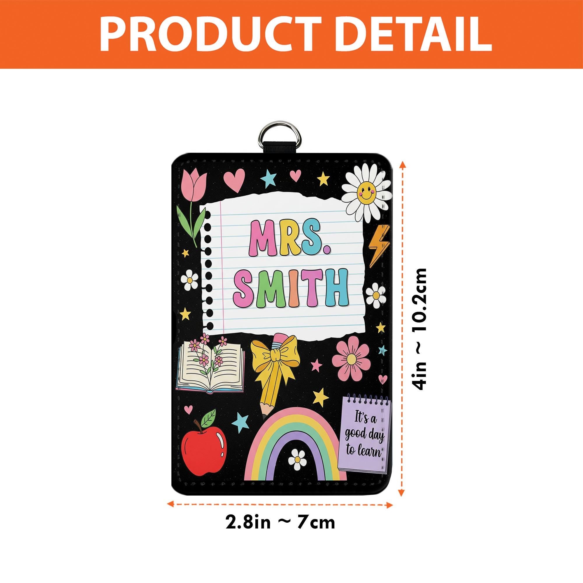 Personalized Teacher Badge Holder, Cute Name Tag for Teachers, Custom Lanyard ID Card, Rainbow Classroom Accessory, Gift for Educator