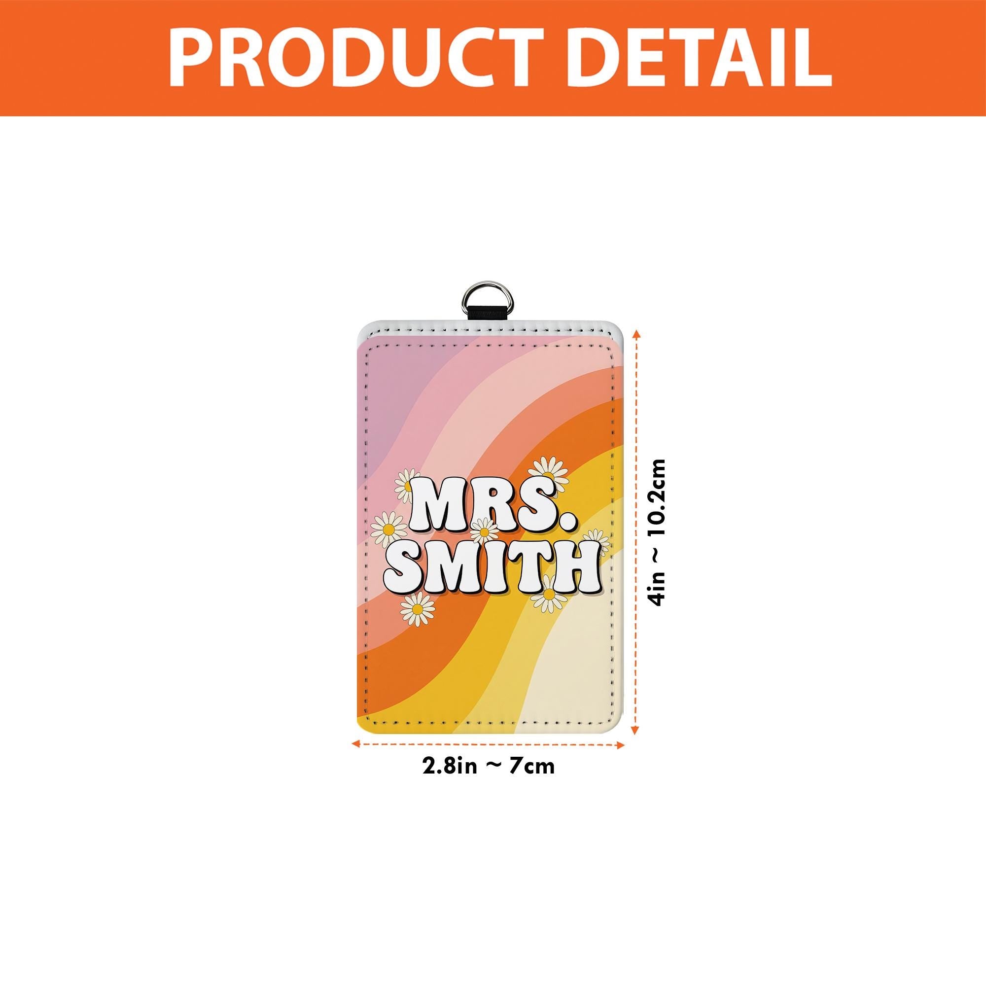 Personalized Teacher Badge Holder, Retro Rainbow Name Tag for Teachers, Custom Lanyard ID Card, Cute Groovy Teacher Gift