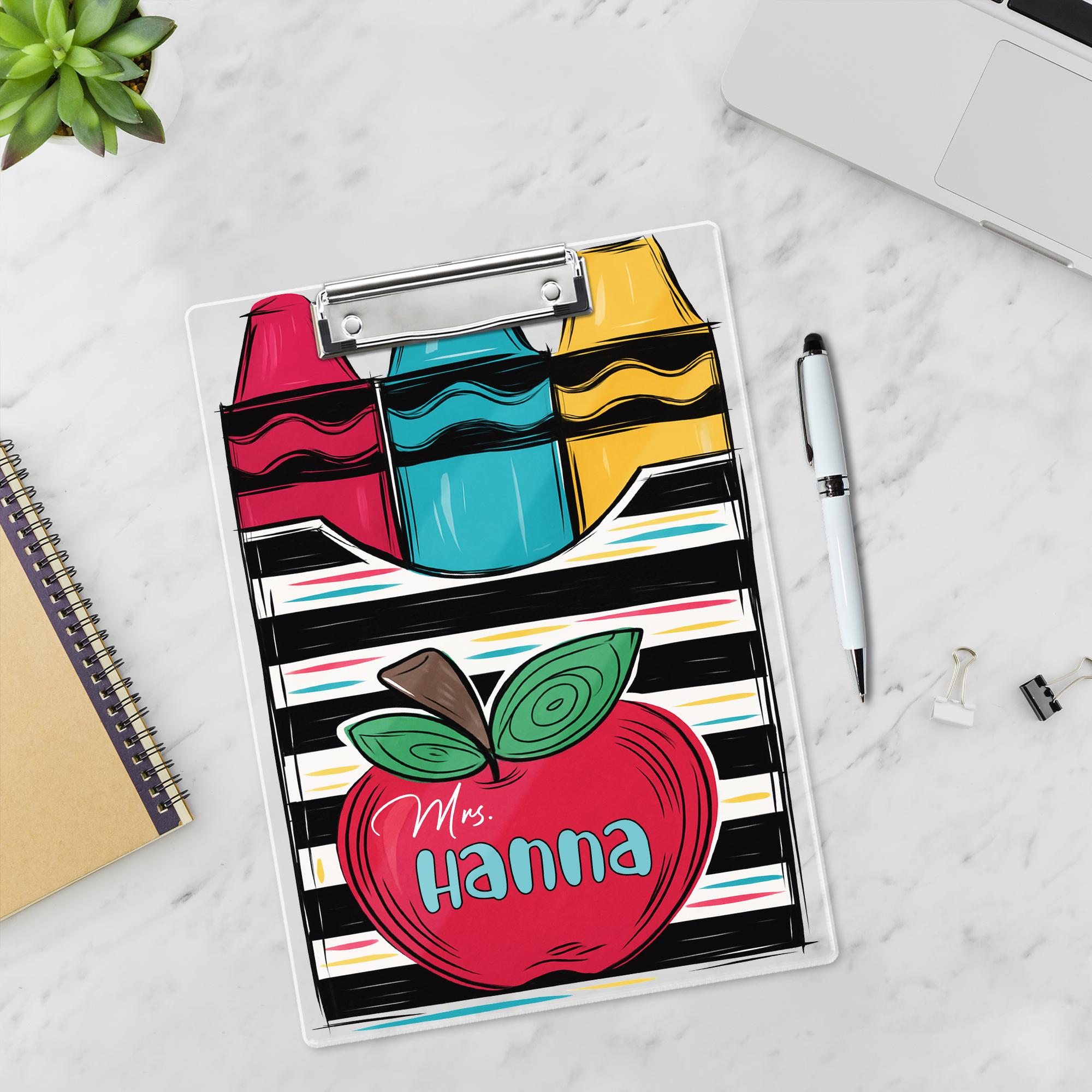 Personalized Teacher Gift, Custom Crayon Box Teacher Clipboard, Back To School Gift, Teacher School Supplies