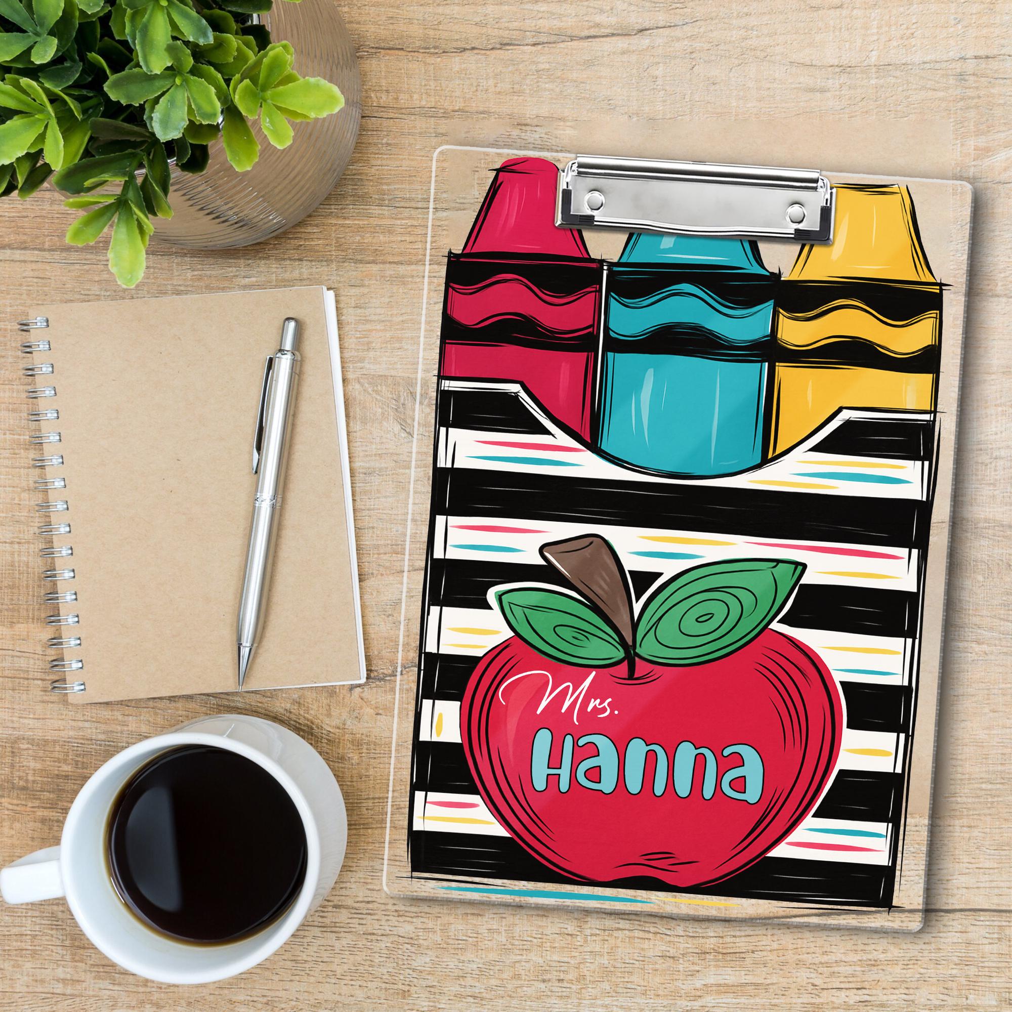 Personalized Teacher Gift, Custom Crayon Box Teacher Clipboard, Back To School Gift, Teacher School Supplies