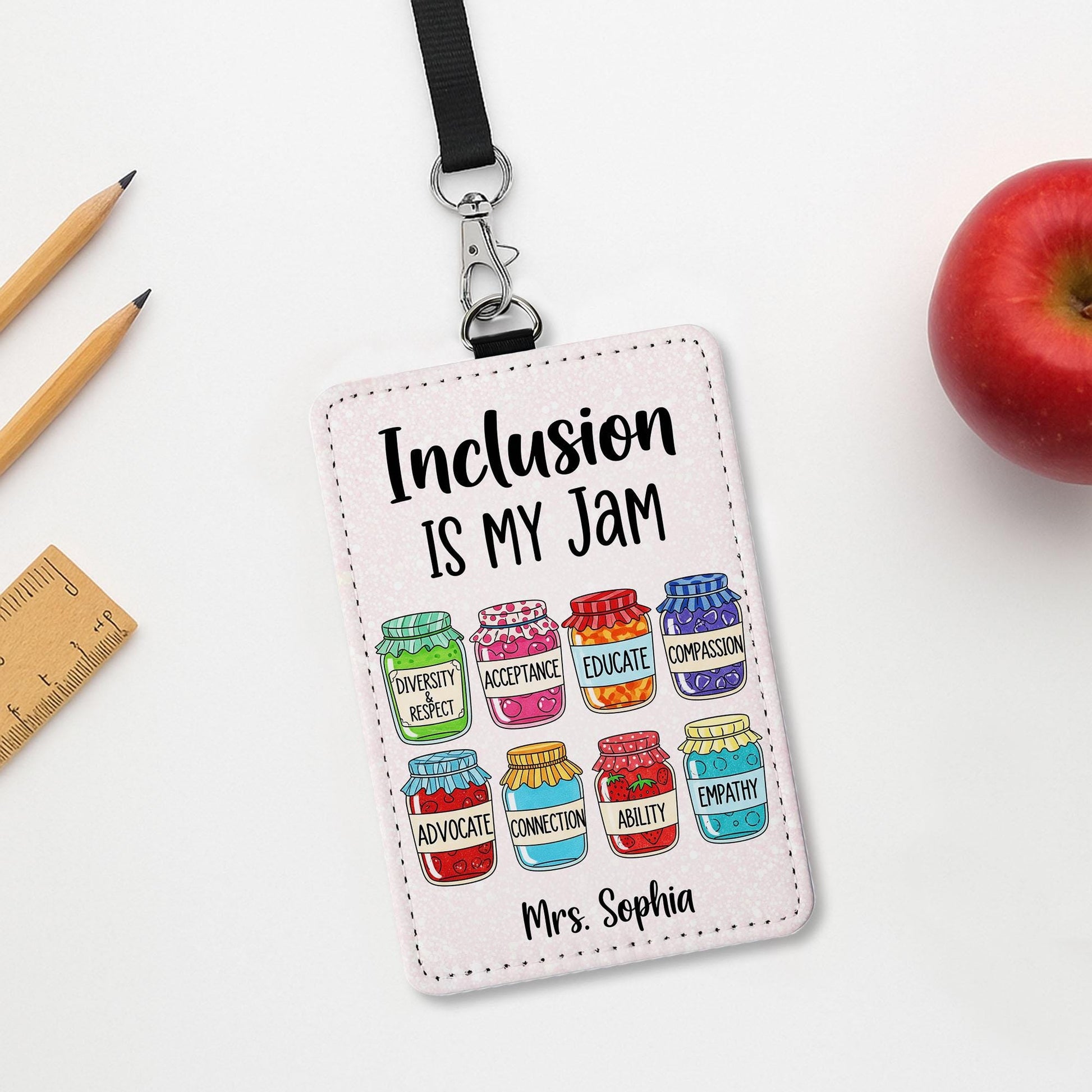 Inclusion Is My Jam Badge Holder, Personalized Teacher ID Tag, Custom Lanyard, Educator Gift, Diversity Inclusion Badge Reel