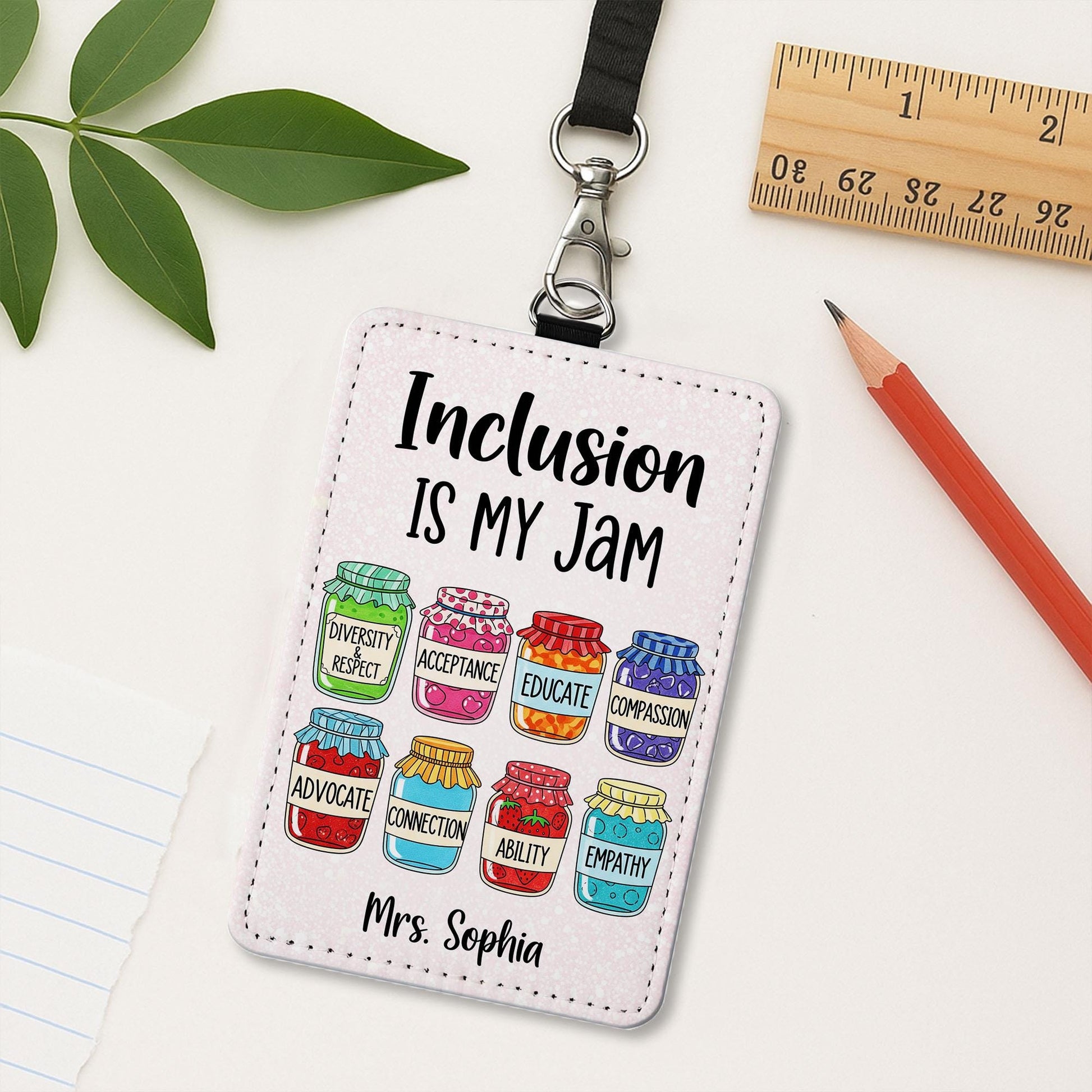 Inclusion Is My Jam Badge Holder, Personalized Teacher ID Tag, Custom Lanyard, Educator Gift, Diversity Inclusion Badge Reel