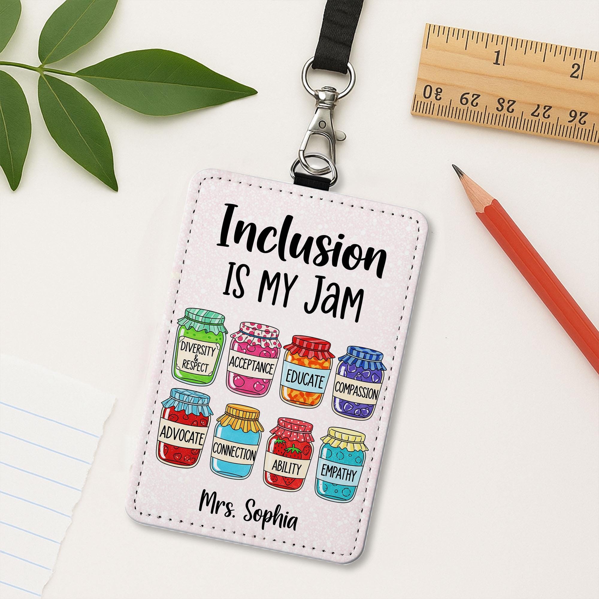 Inclusion Is My Jam Badge Holder, Personalized Teacher ID Tag, Custom Lanyard, Educator Gift, Diversity Inclusion Badge Reel