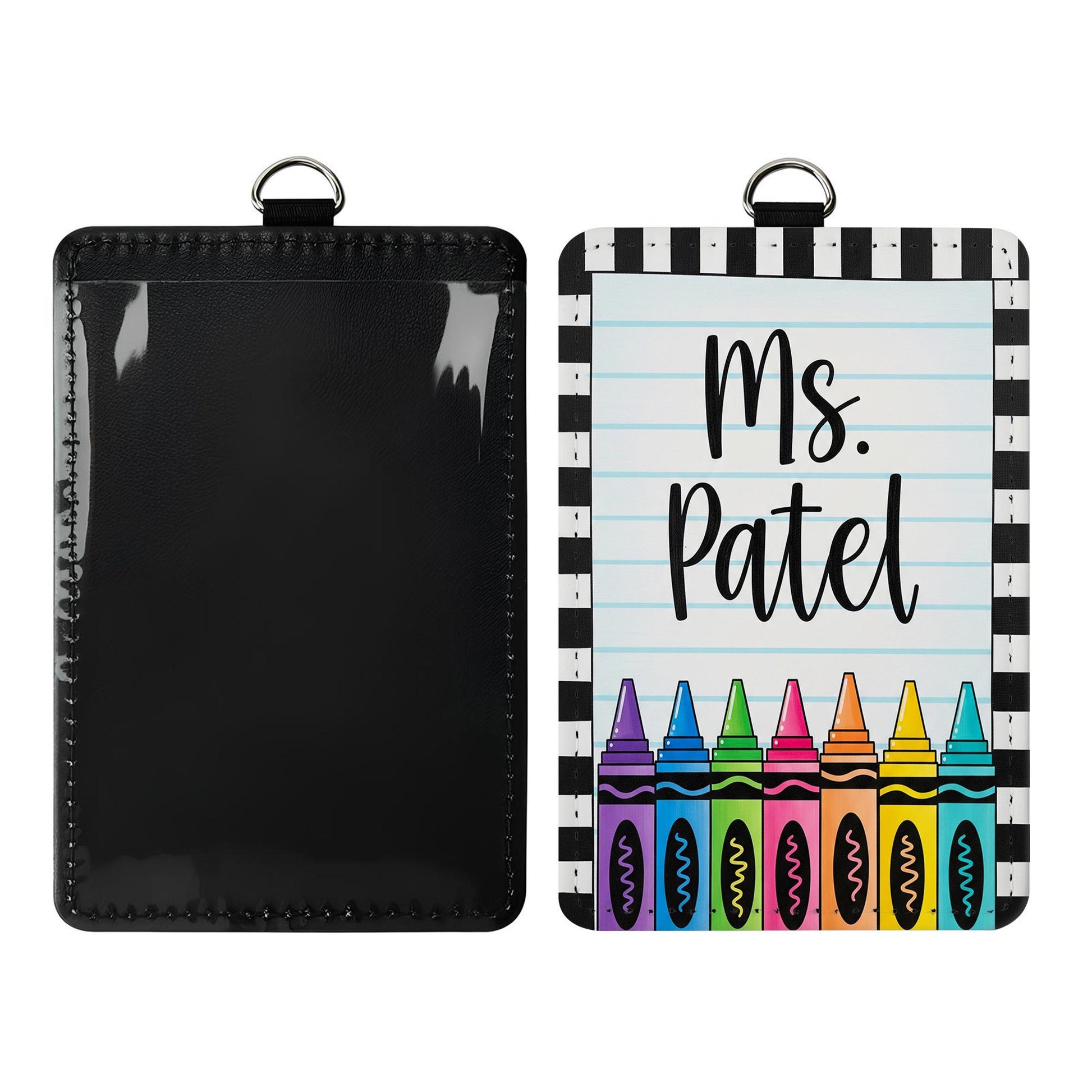 Personalized Teacher Badge Holder, Custom Crayon Lanyard ID Tag, Cute Name Tag for School, Custom Teacher Gift, Teacher Accessories